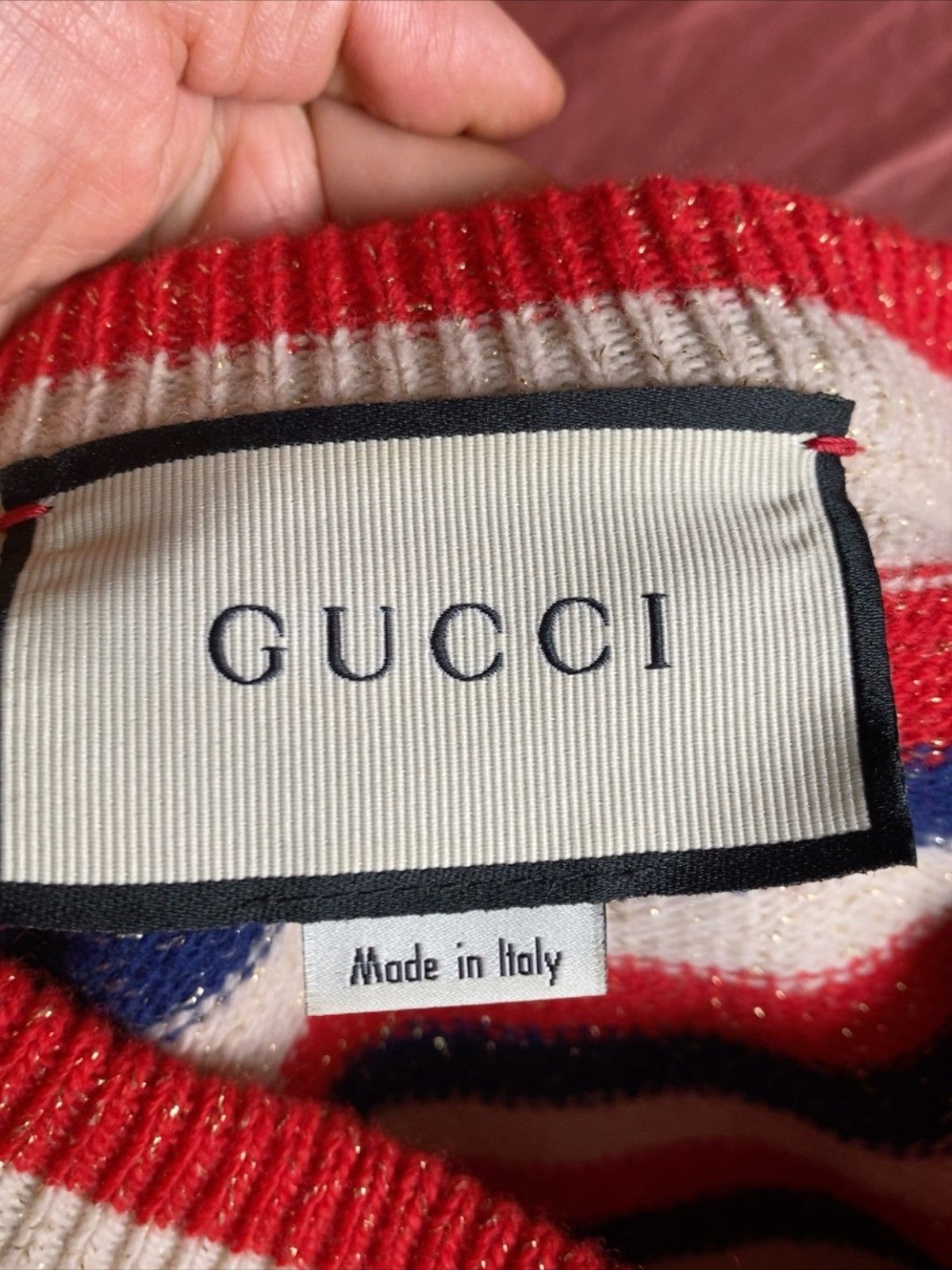 Gucci GUCCI STRIPED RABBIT LOGO SWEATER Size US S / EU 44-46 / 1 - 5 Thumbnail
