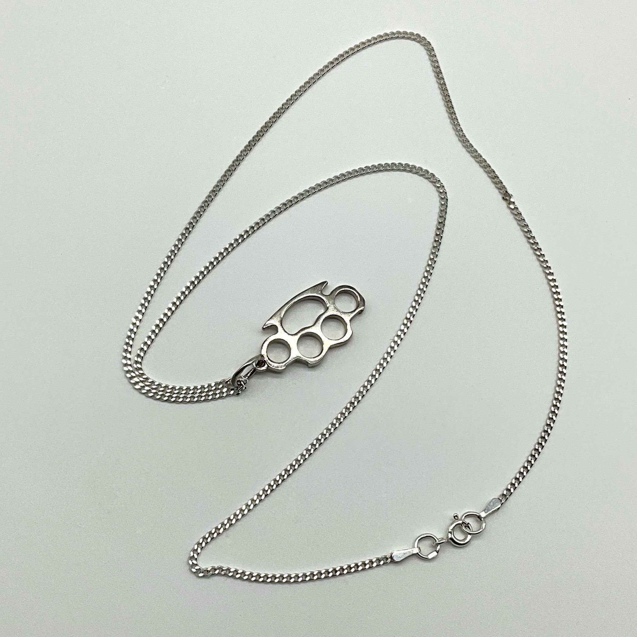 Jewelry Brass knuckles sterling silver necklace pendant Size ONE SIZE - 3 Thumbnail