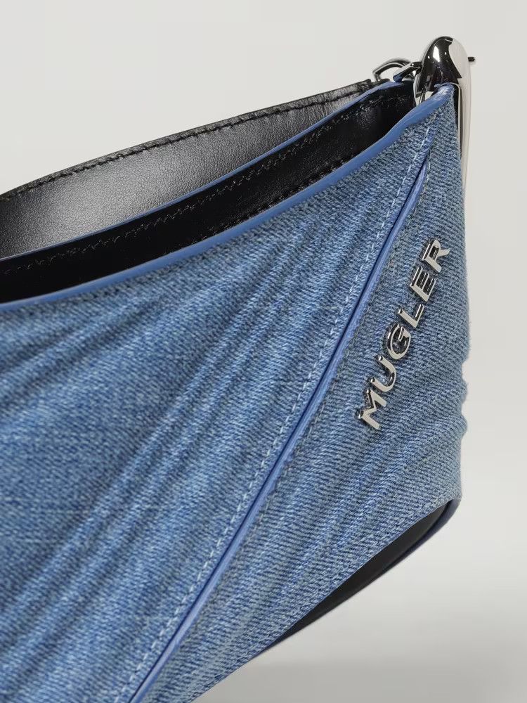 Mugler o1s22i1n1024 Size: OS / Small Denim Curve Shoulder Bag Size ONE SIZE - 3 Thumbnail