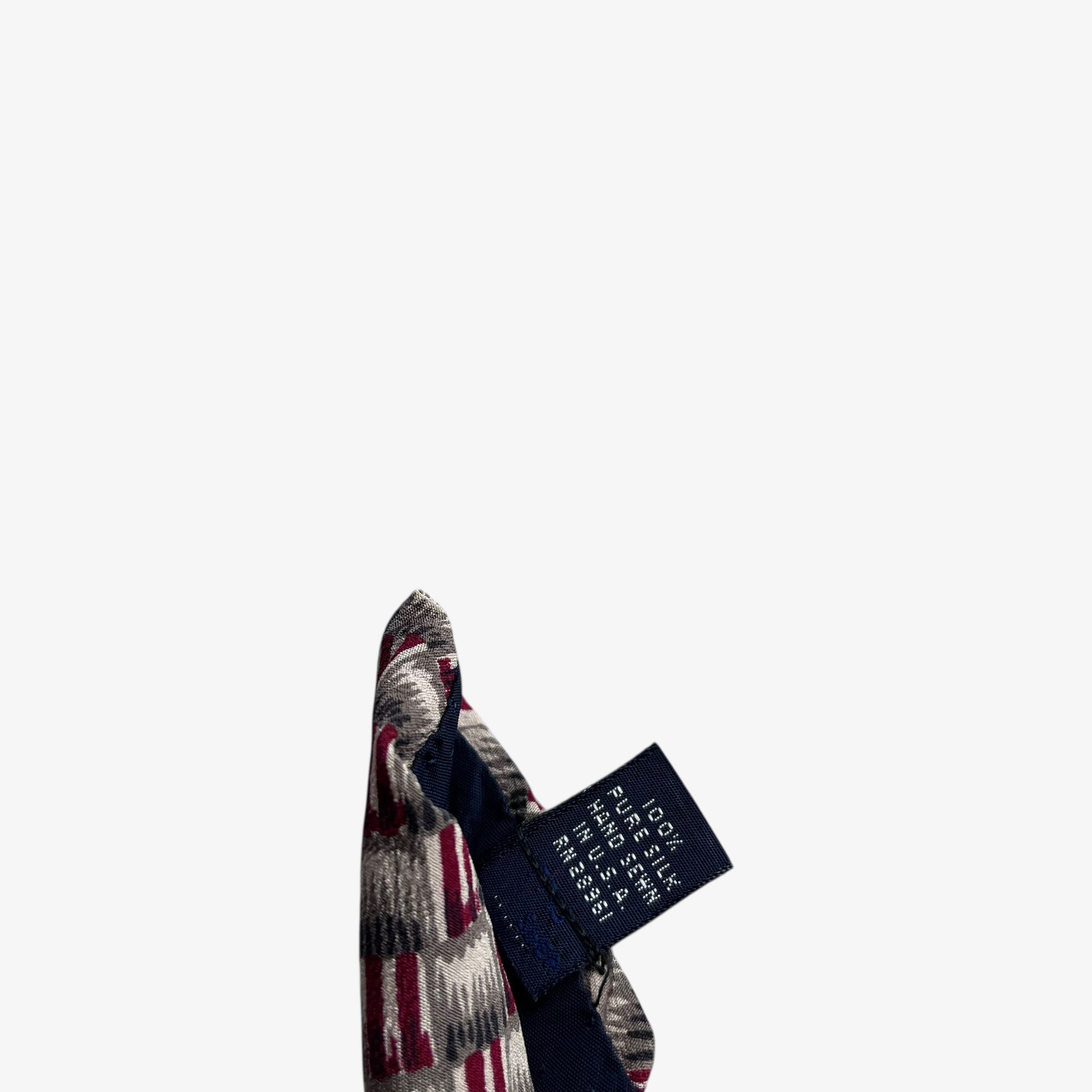 Burberry Vintage 80s Burberry Abstract Geometric Striped Silk Tie Size ONE SIZE - 3 Thumbnail