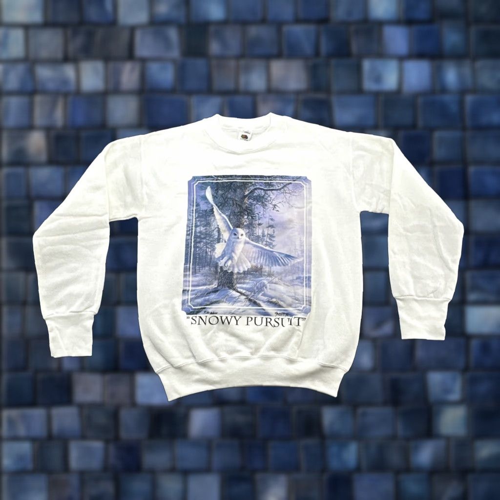 Fruit Of The Loom Fruit of the Loom Sweatshirt Small White Snow Pursuit Crew Neck Pullover Mens S Vintage No Size US S / EU 44-46 / 1 - 1 Thumbnail