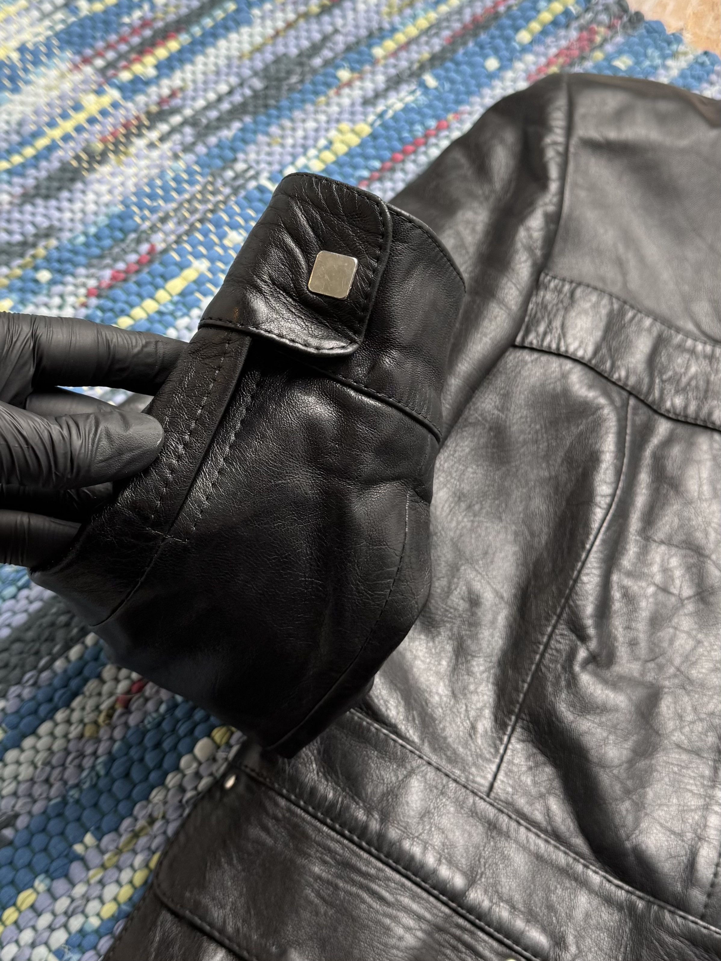 Vintage Vintage Real Leather Moto Jacket Zip Up Utility Biker Coat Size S / US 4 / IT 40 - 3 Thumbnail