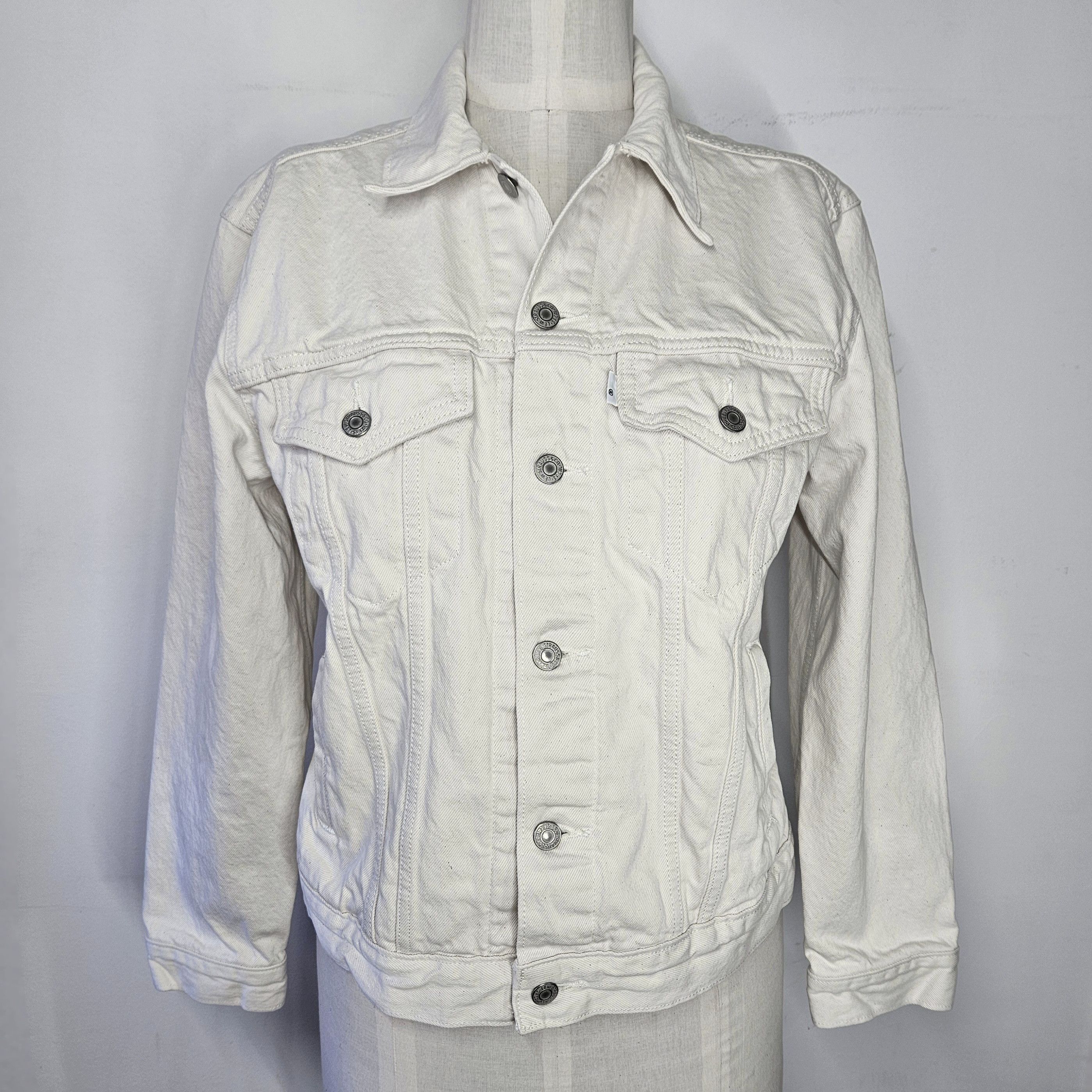 Levi's Levi's Men's L Denim Trucker Jacket Cream White 6 Pocket Size US L / EU 52-54 / 3 - 2 Thumbnail