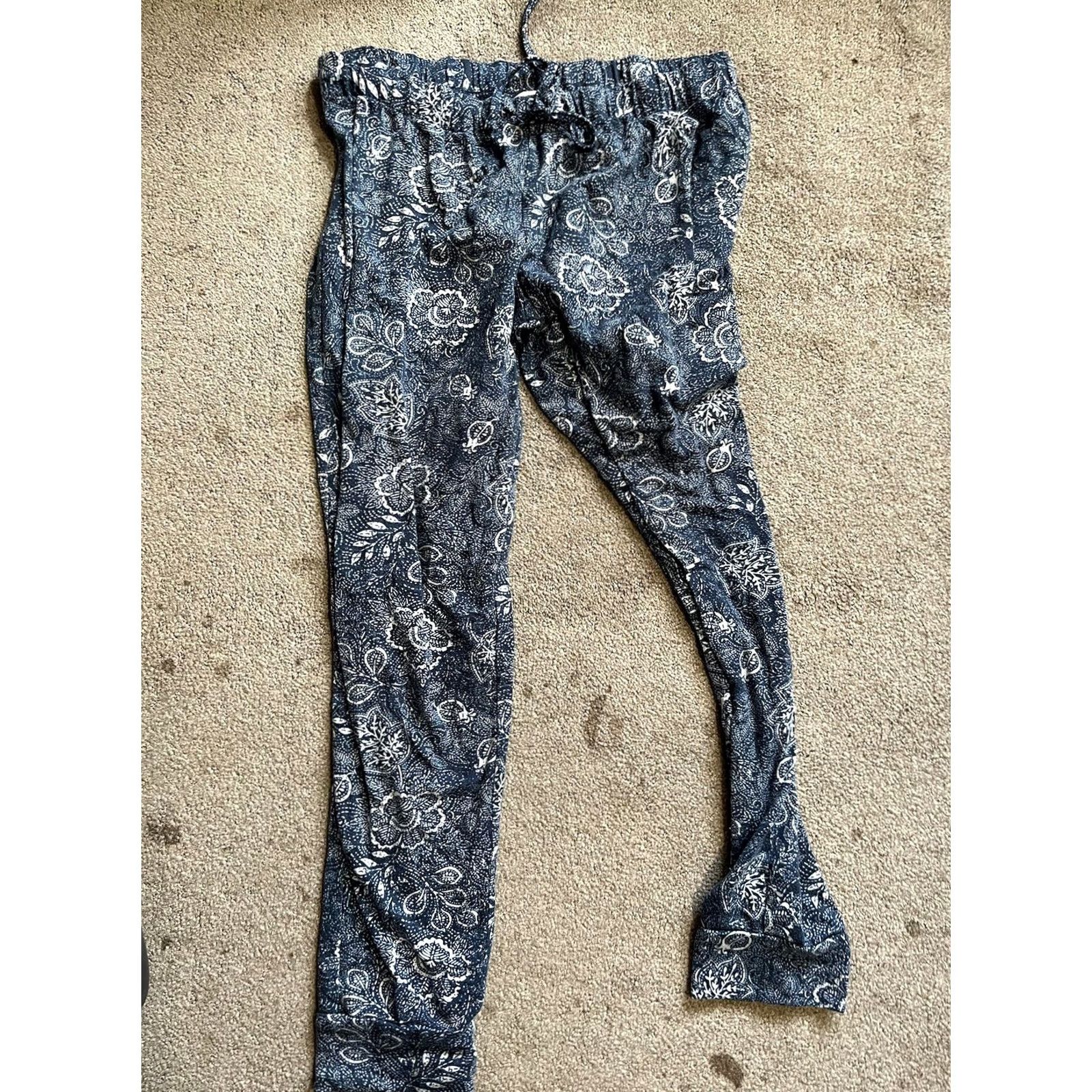 Lucky Brand Lucky Brand Pants Womens Lounge Drawstring Pockets Blue Floral Medium Size 32" / US 10 / IT 46 - 2 Thumbnail