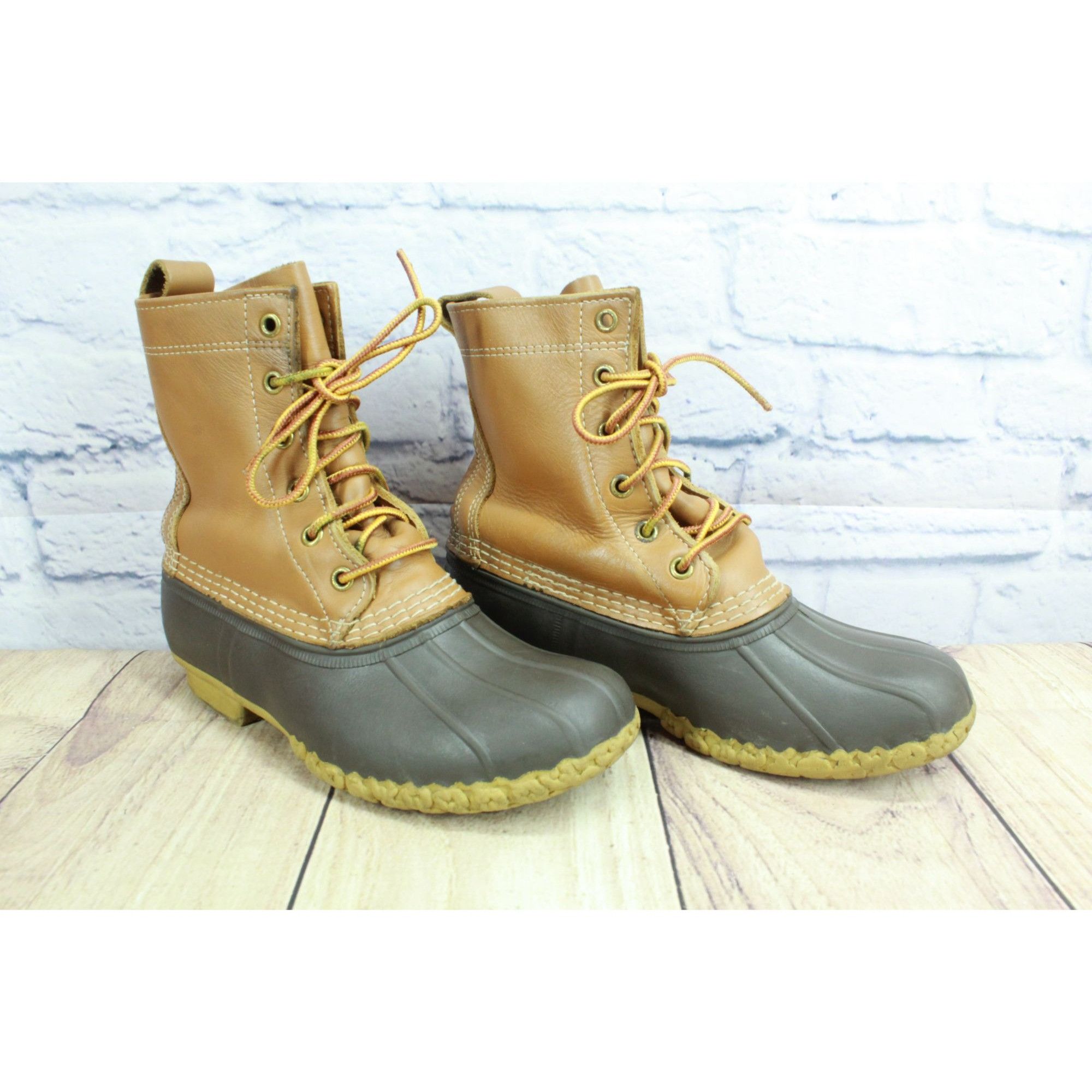 L.L. Bean × Leather LL Bean Women's Leather Lace Up Insulated Duck Boots 5 M Size US 5 / IT 35 - 3 Thumbnail