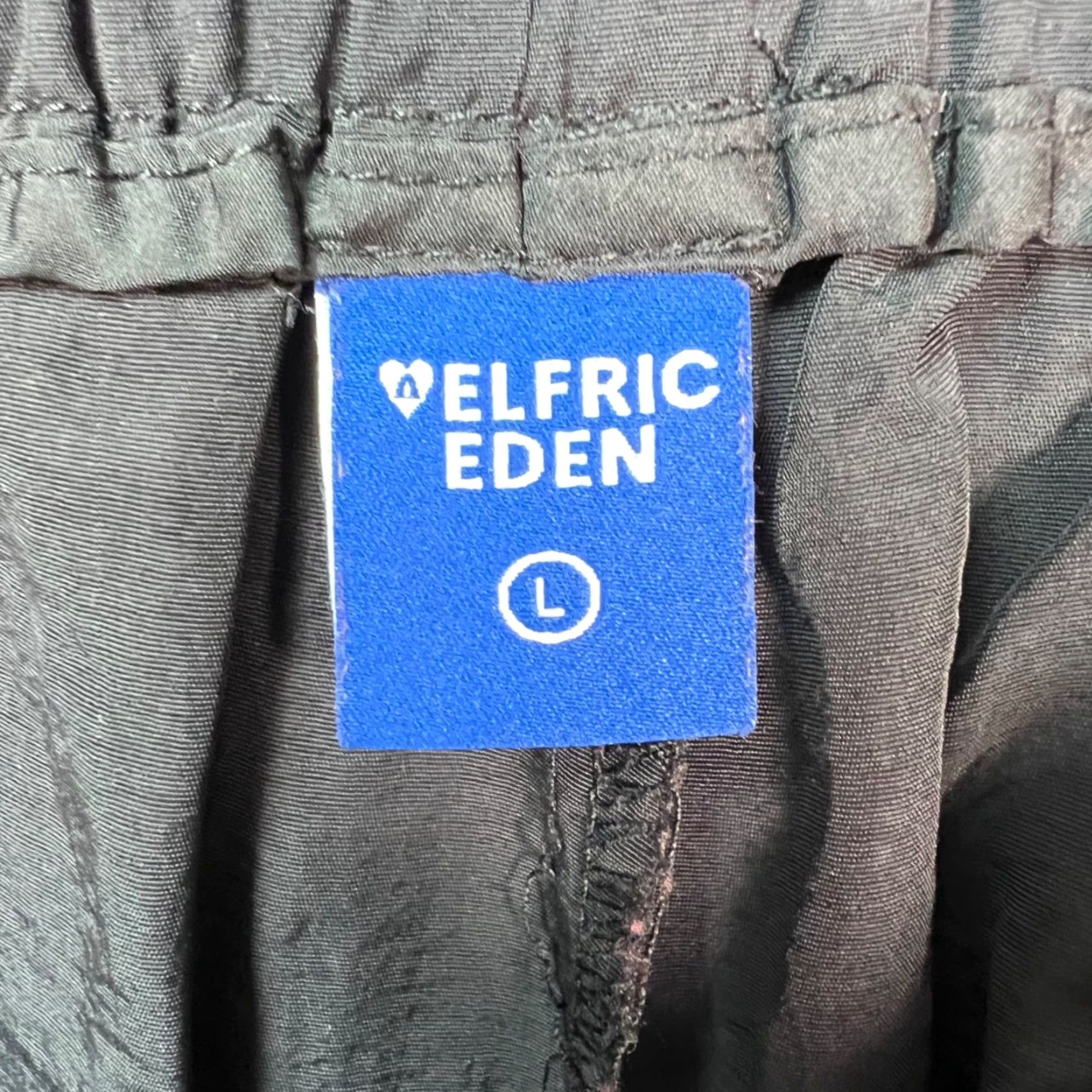 Vintage Elfric Eden Womens Large Black Beige Nylon Wide-Leg Track Pants Windbreaker Pants Mens? Womens Size 36" / US 14 / IT 50 - 3 Thumbnail