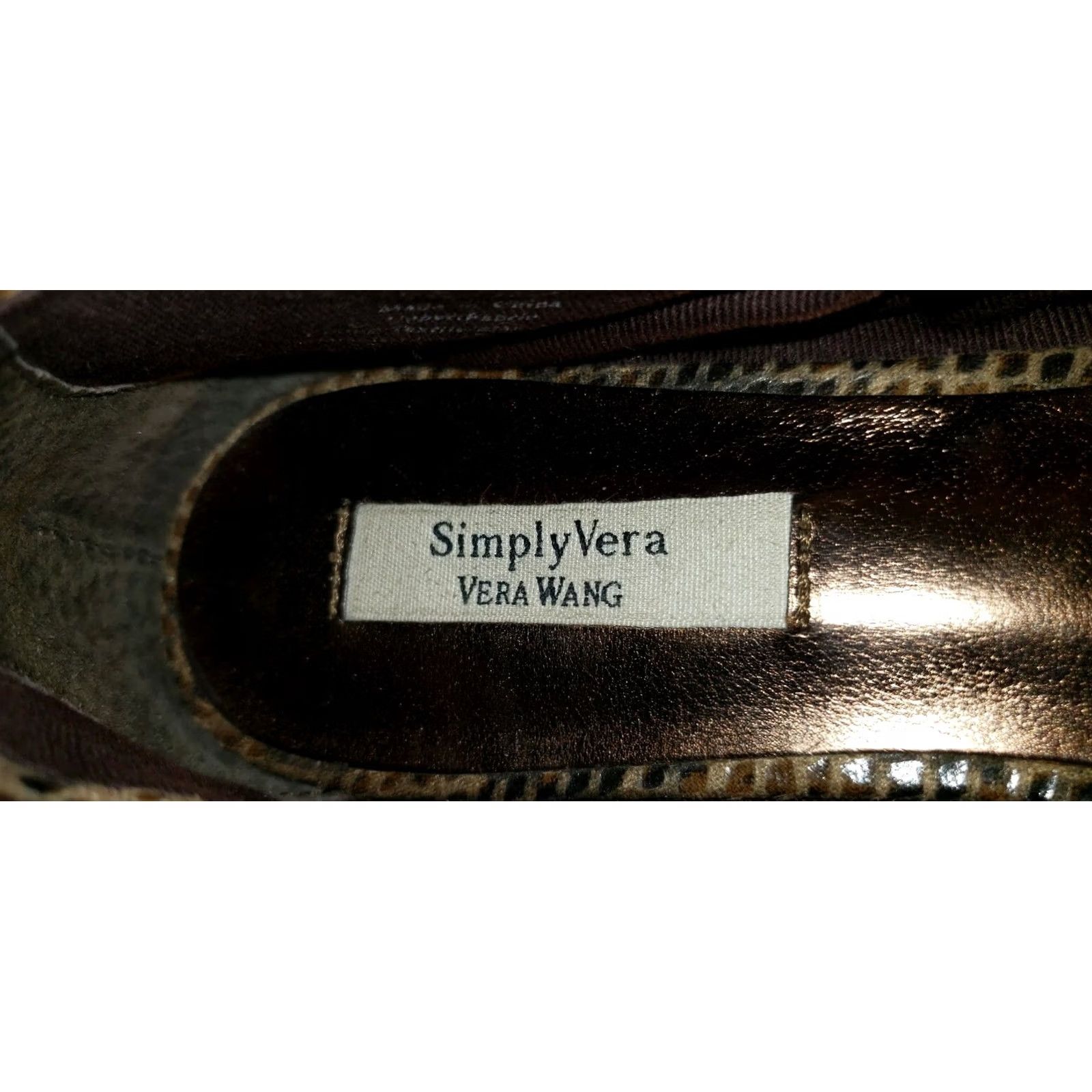 Vera Wang Vera Wang Flats Womens US 7.5 Clove Taupe Open Toe Dark Chain Accent Snakeskin Pattern Slip On Flat M Size US 8 / IT 38 - 5 Thumbnail
