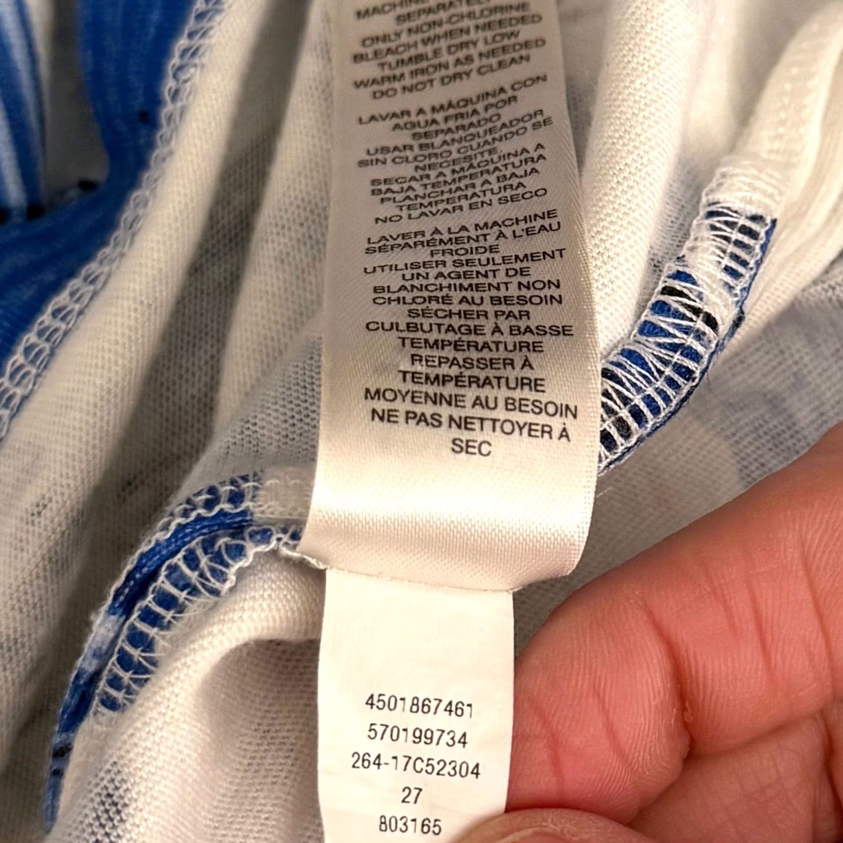 Vintage Chicos Womens One Size Floral Striped Cold Shoulder Knit Cotton Modal Top Blue White Summer Beach Casual Womens Size ONE SIZE - 5 Thumbnail