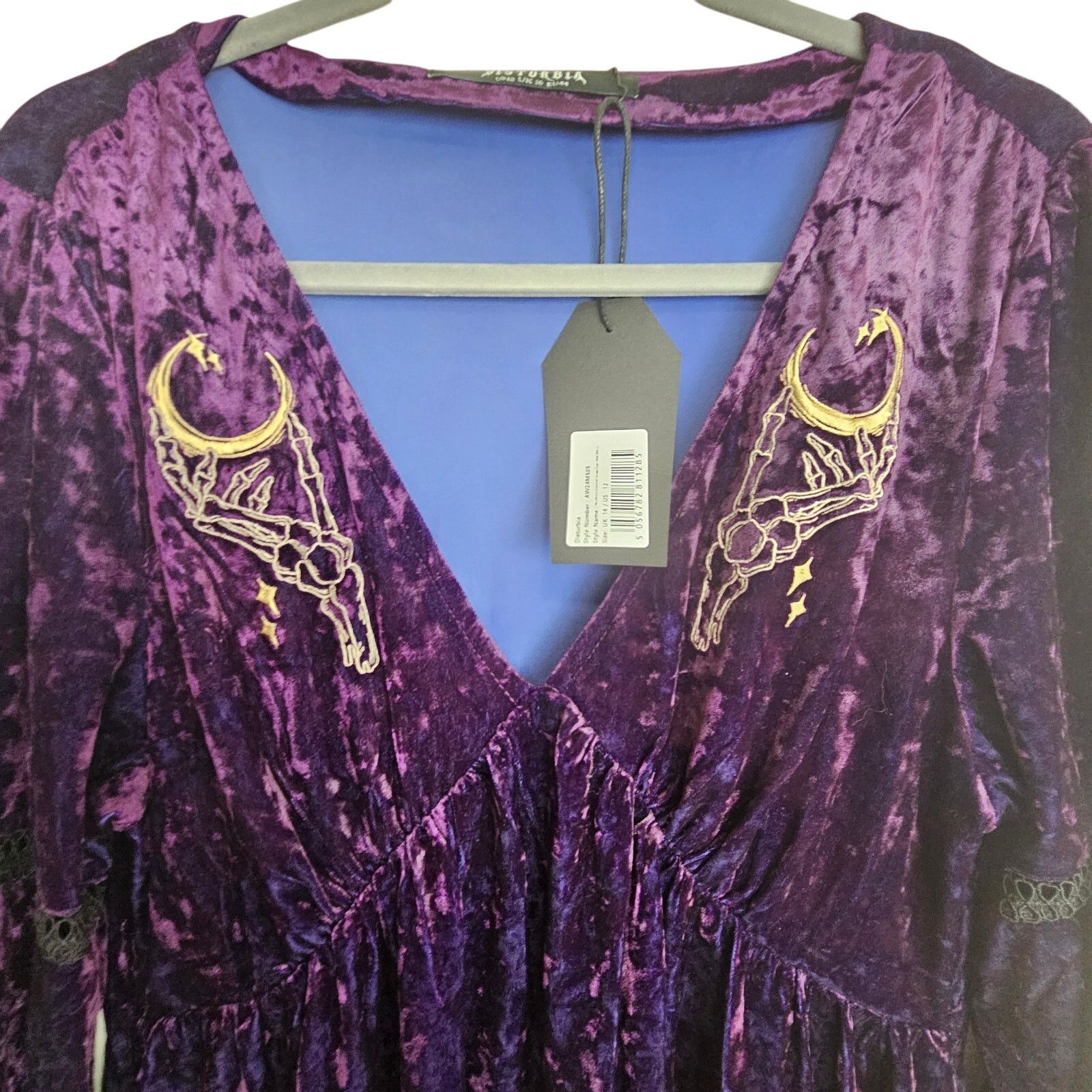Disturbia NEW Disturbia Goth Dress 12 Heartache Crushed Velour Lace Size XL / US 12-14 / IT 48-50 - 3 Thumbnail