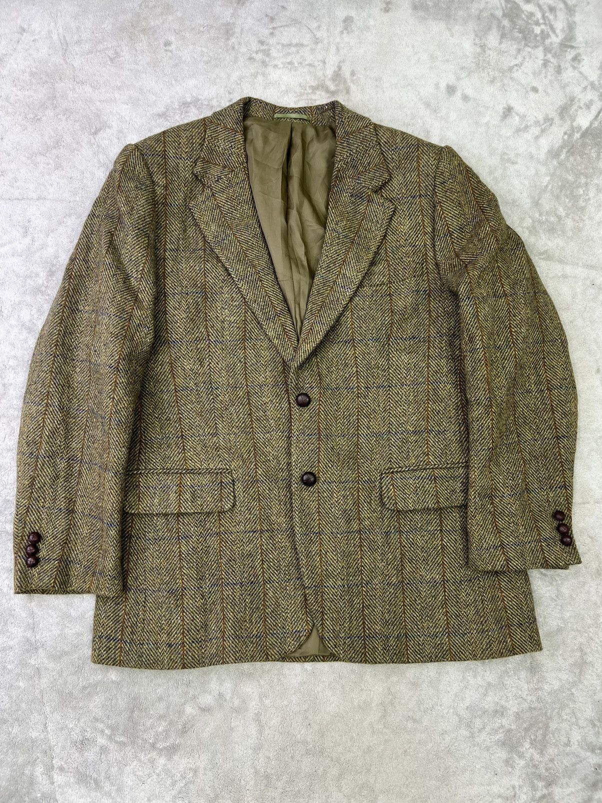 Harris Tweed Vintage Harris Tweed Wool Blazer 42R Olive Herringbone Size 42R - 1 Thumbnail