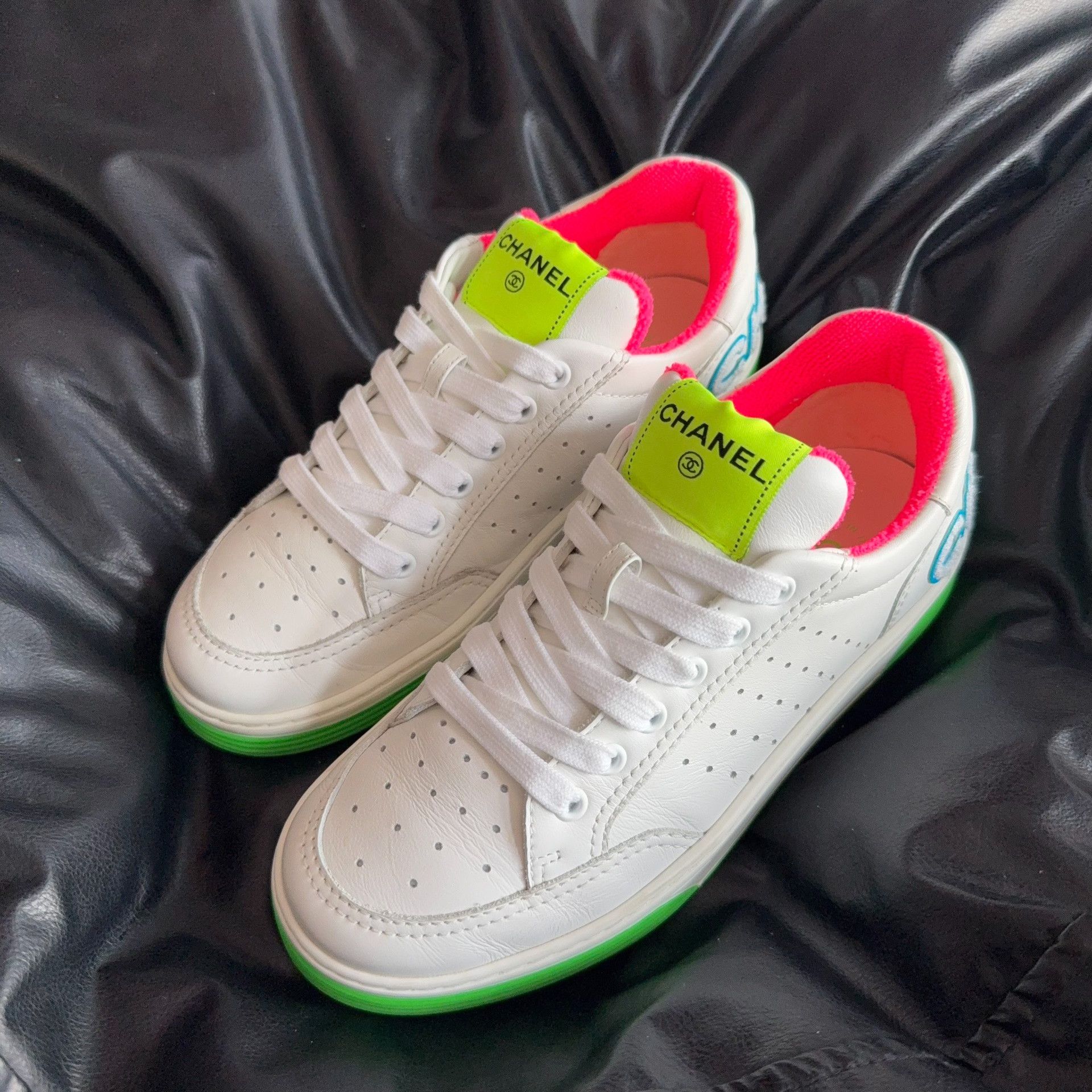 Chanel Chanel Green Lowtop Sneakers 37.5 Women Size US 6.5 / IT 36.5 - 1 Thumbnail