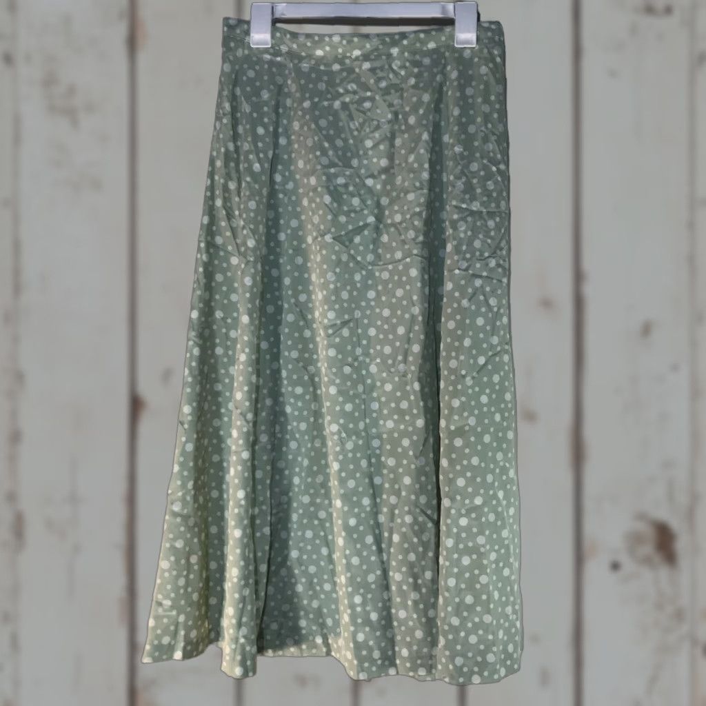 Vintage Vintage Yes Leslie Fay Mint Grn/Wht Polka Dot A-Line Maxi Skirt Womens Size 16 Size 38" / US 16 / IT 52 - 1 Thumbnail