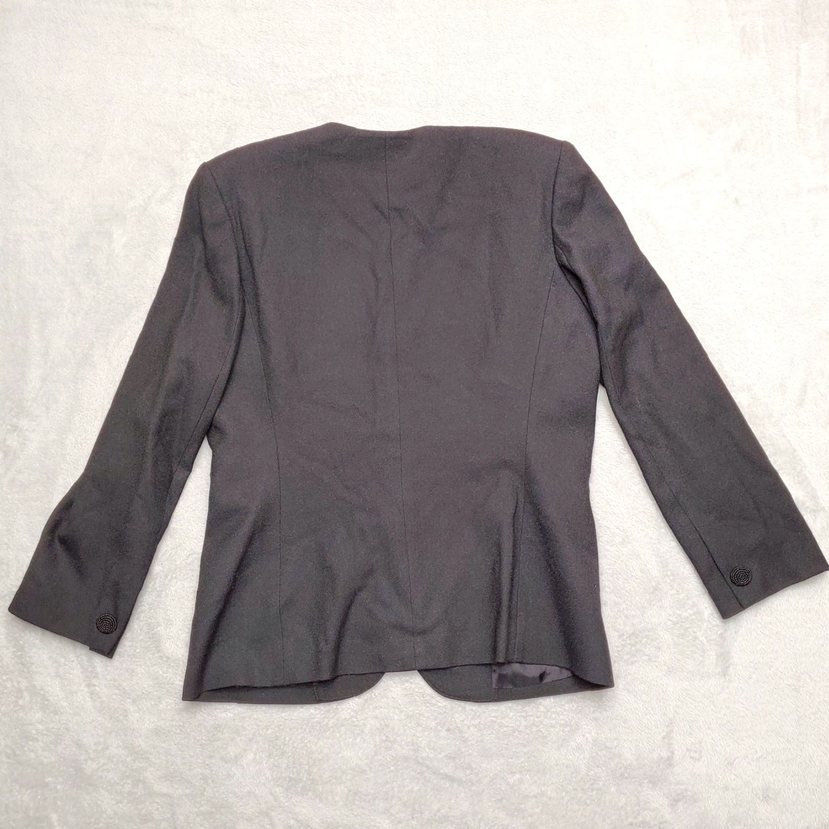 Vintage VINTAGE John Meyer Blazer Womens 12 Petite Black 100% Wool Beaded Accents Button Jacket Size XL / US 12-14 / IT 48-50 - 7 Thumbnail