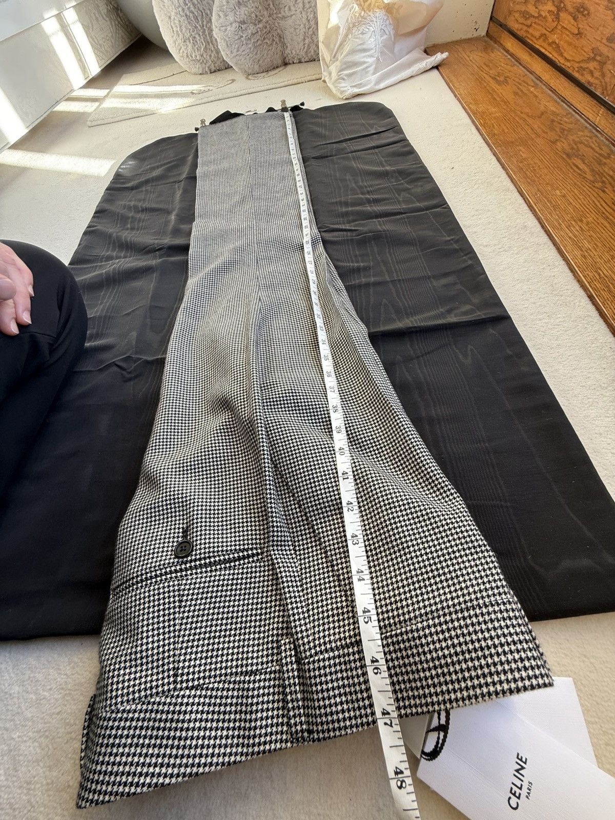 Celine SS23 Celine Houndstooth cashmere Flared Pants Hedi Slimane Size 40L - 13 Thumbnail