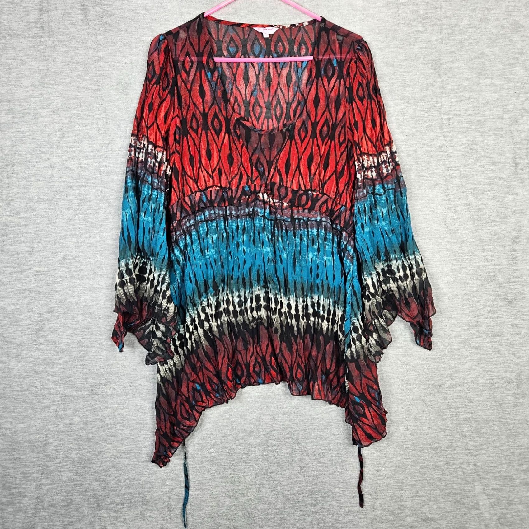 Bell Per una M&S Blouse Size 14 Women's Long Bell Sleeve Tie-dye pattern Stretch Size XL / US 12-14 / IT 48-50 - 2 Thumbnail