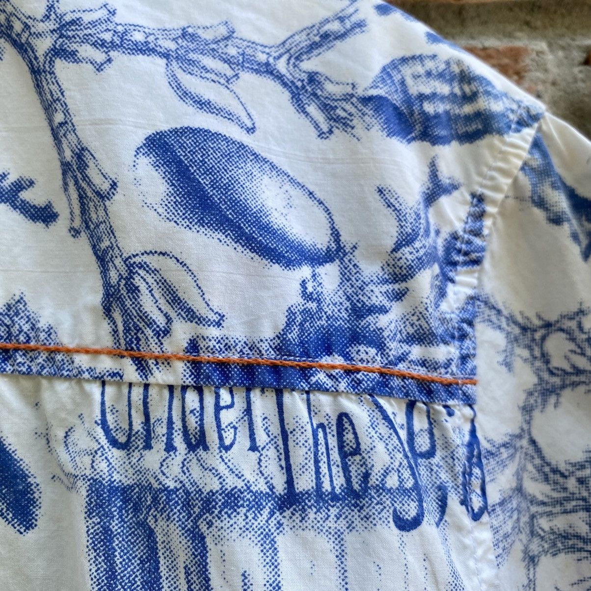 Japanese Brand KENVELO White Short Sleeve Shirt Blue Graphic Size US M / EU 48-50 / 2 - 14 Thumbnail