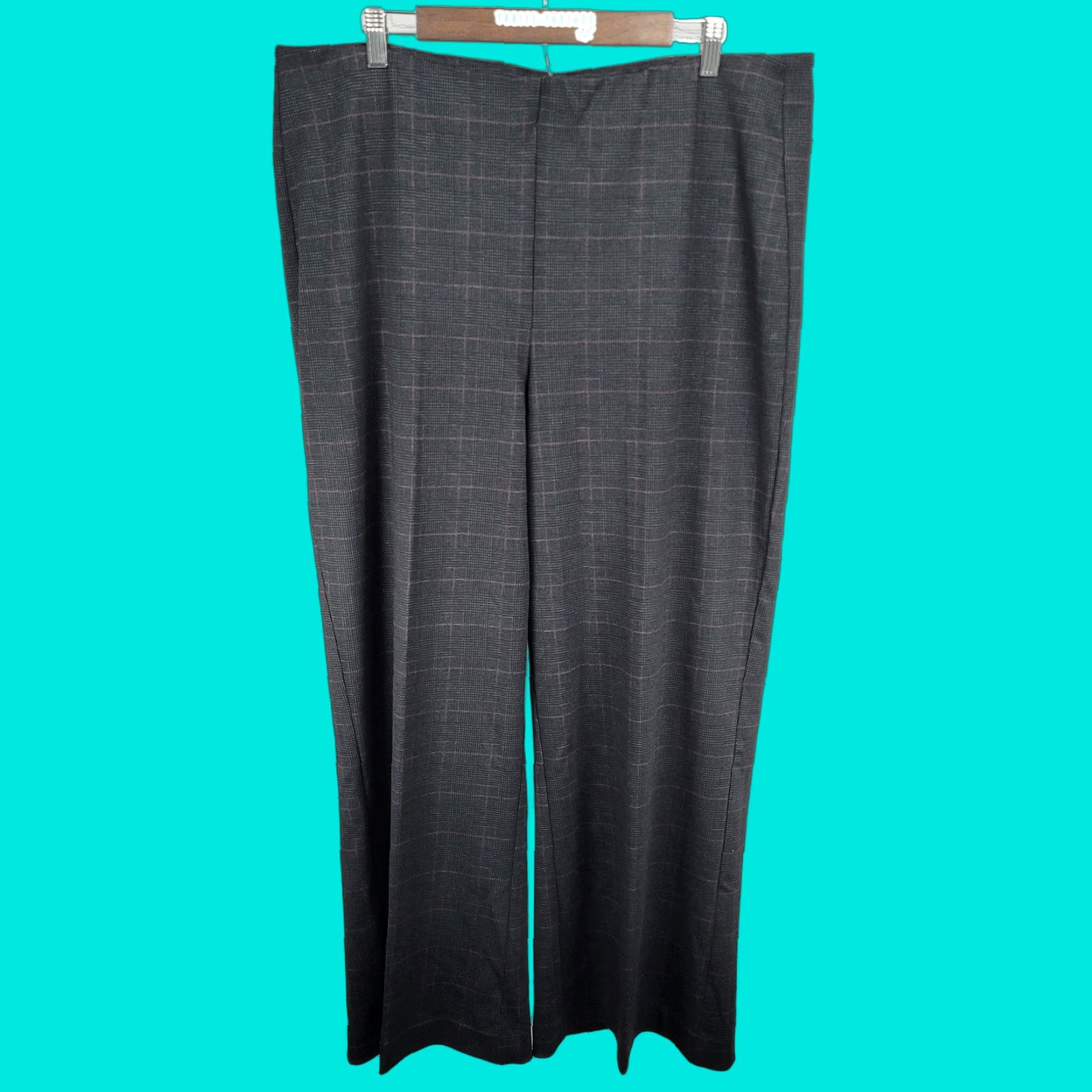 Jones New York Jones JNY Black Glen Check Pull On Wide Leg High Rise Pants 2X NWT (38x29.5) Size 40" / US 18 - 1 Thumbnail