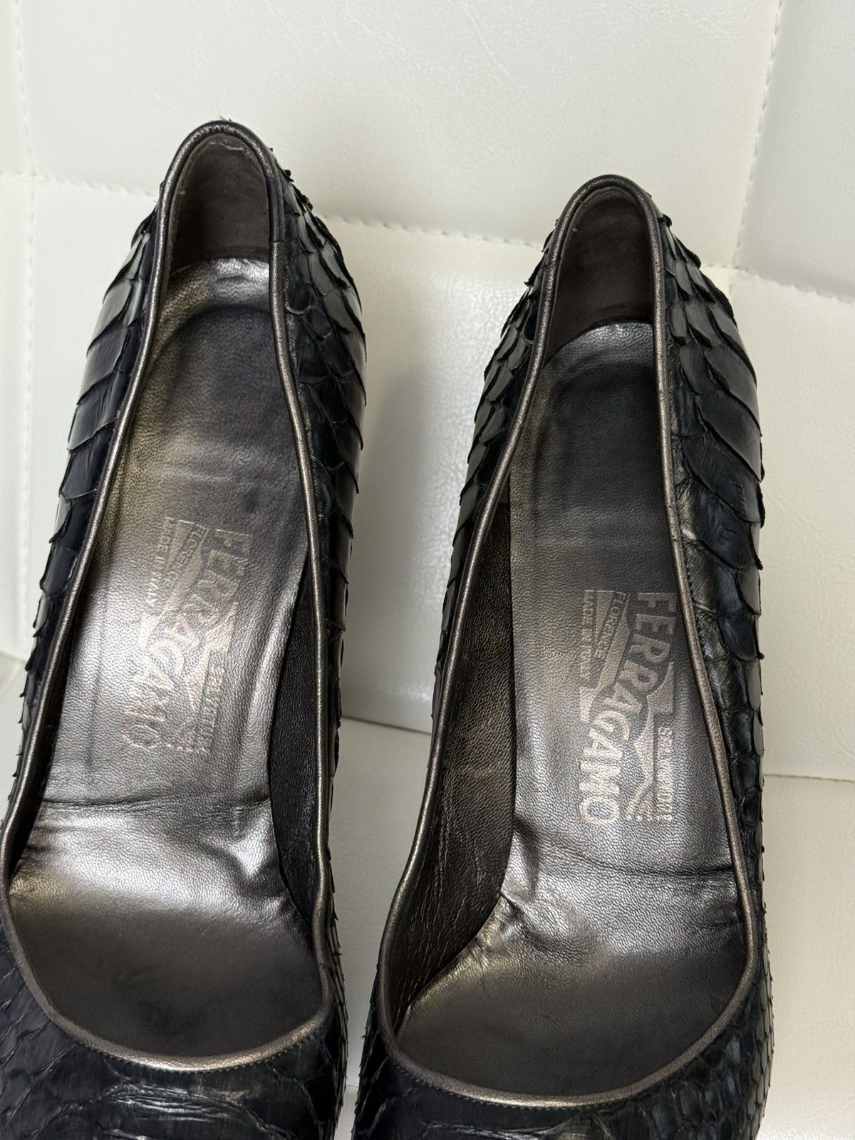 Salvatore Ferragamo SALVATORE FERRAGAMO Python Leather Heels Pumps Stiletto Size US 7.5 / IT 37.5 - 16 Thumbnail