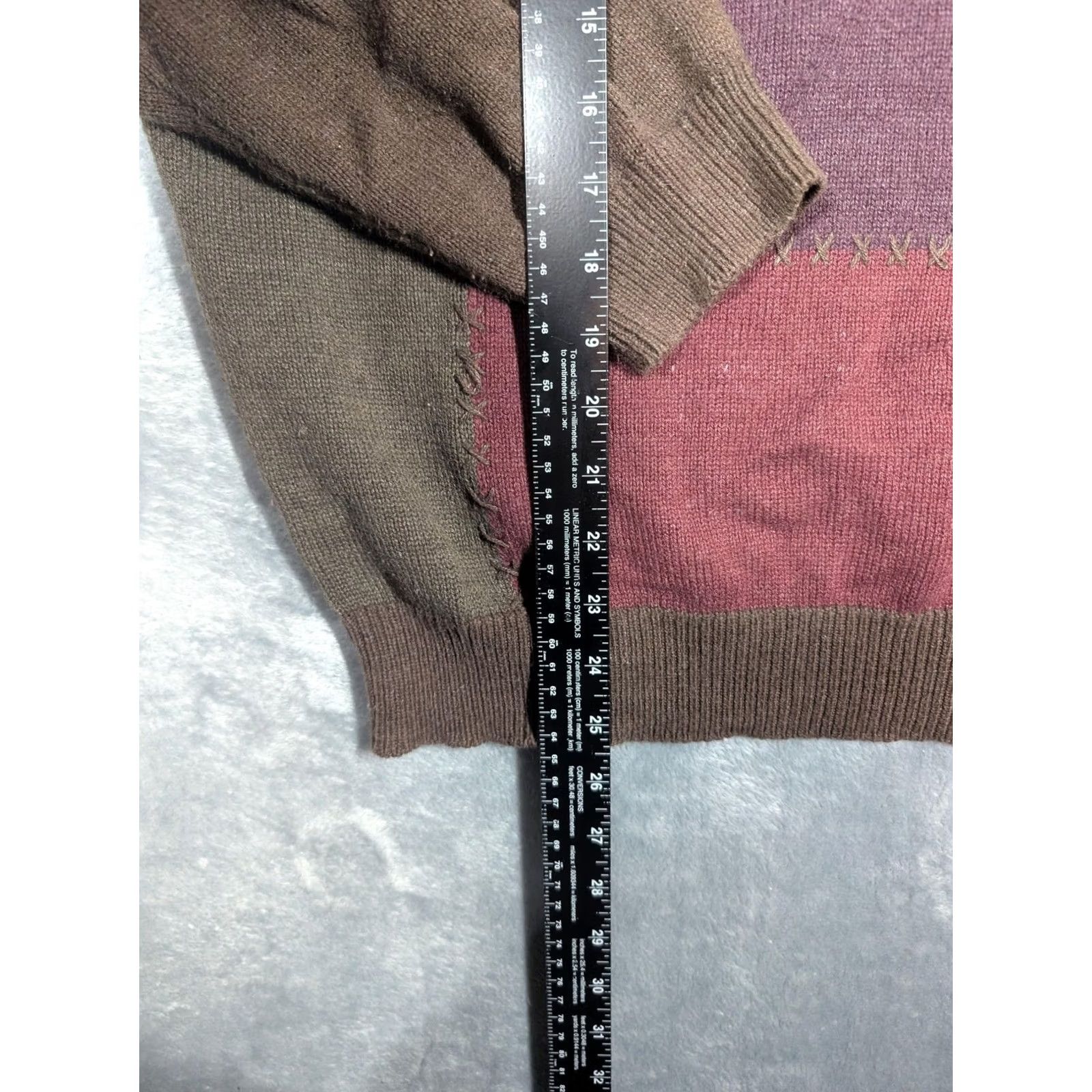 Roundtree & Yorke Roundtree & Yorke Sweater Mens XL Brown Patchwork Knit Cotton Crewneck Pullover Size US XL / EU 56 / 4 - 2 Thumbnail
