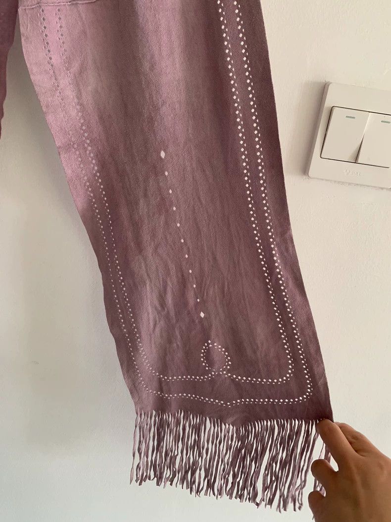Loewe LOEWE Light purple sheepskin tasseled scarf Size ONE SIZE - 8 Thumbnail