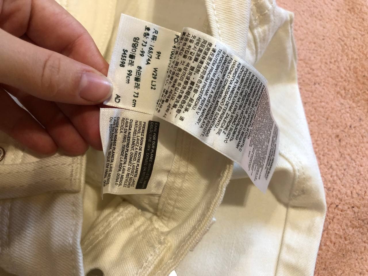 Levi's Vintage white jeans low skinny Y2K Levi's streetwear Size 29" - 4 Thumbnail