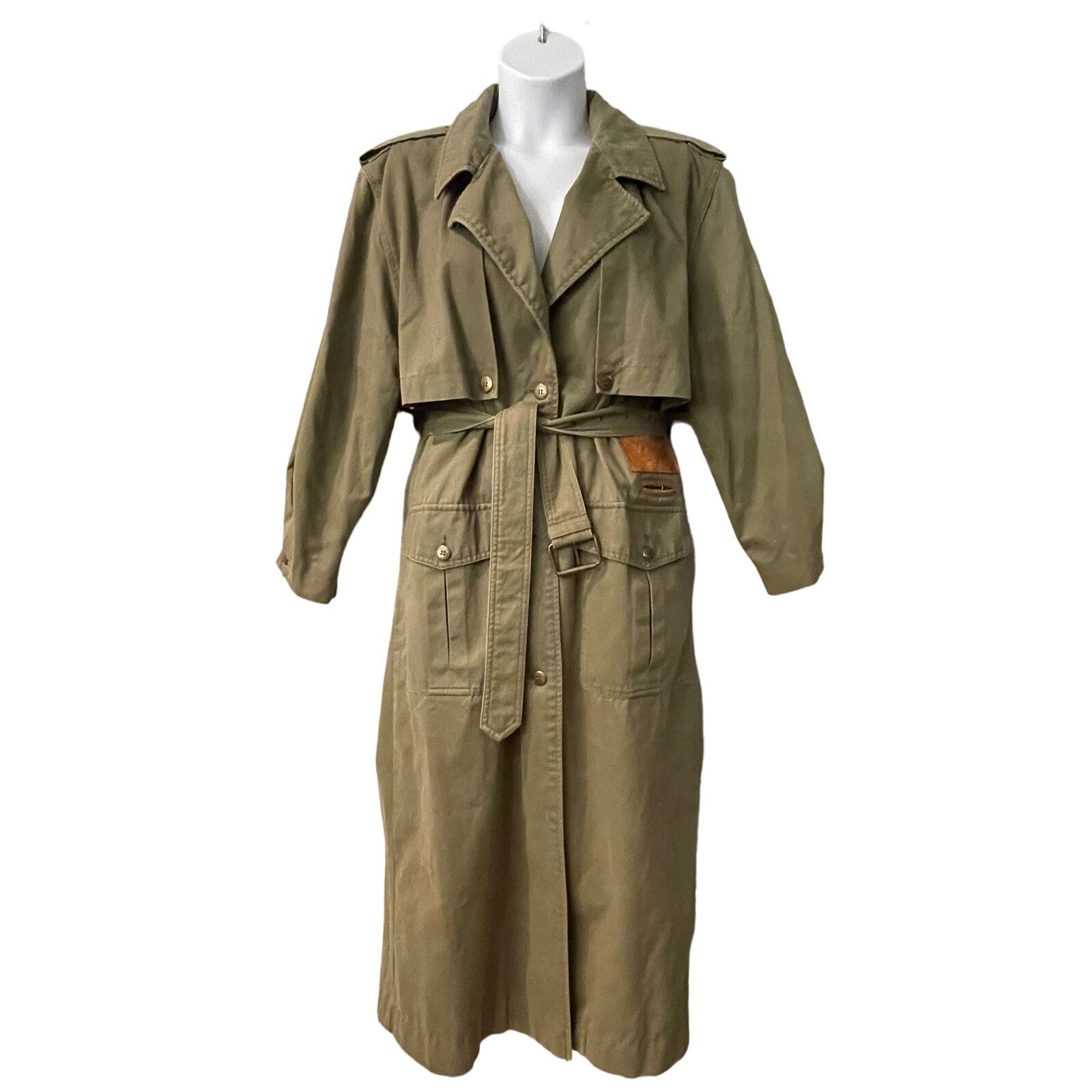 Vintage VINTAGE 80s Together! Trench Coat with Leather Trim Sz 10 Size L / US 10 / IT 46 - 1 Thumbnail