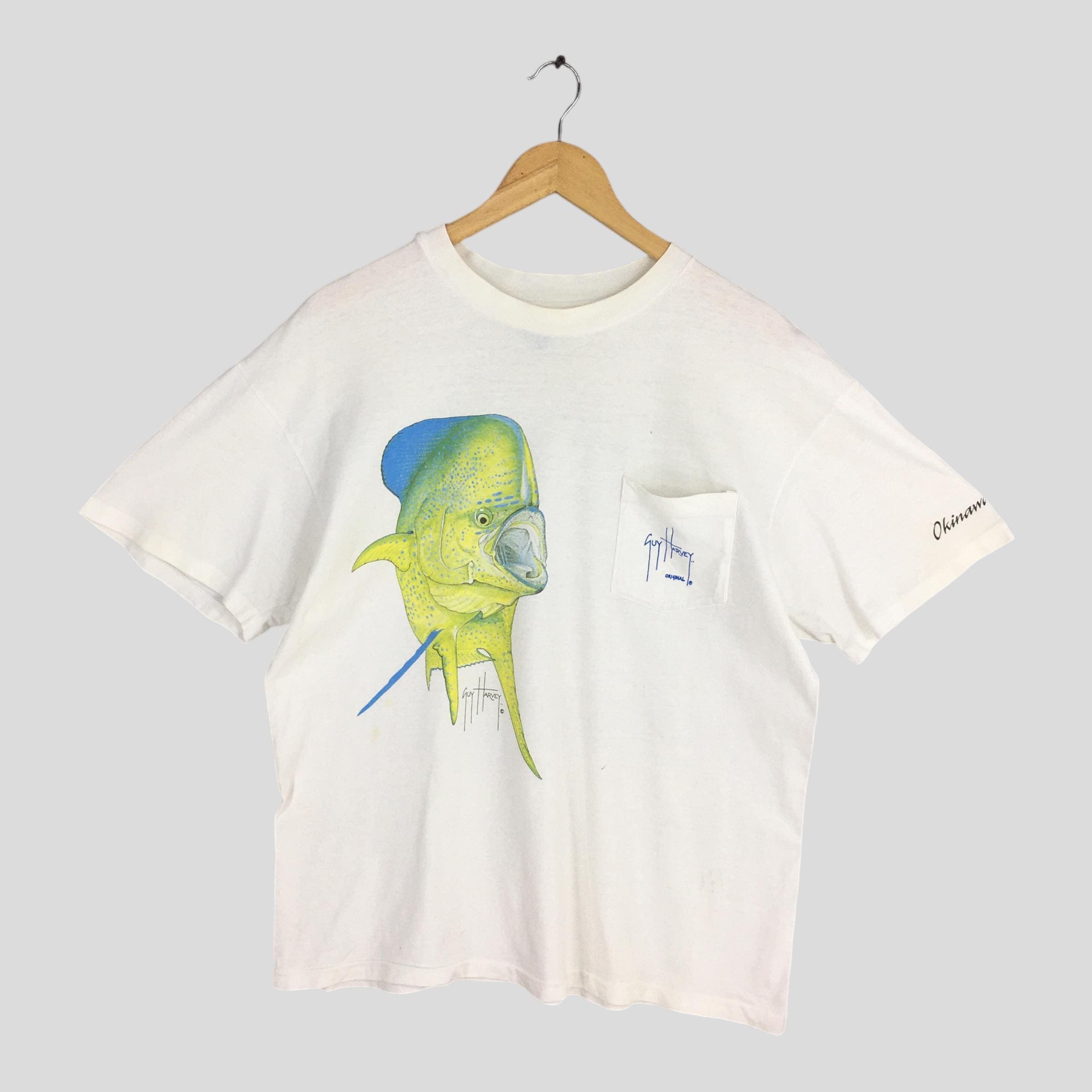 Vintage 90s Guy Harvey Fishing White Tshirt Large