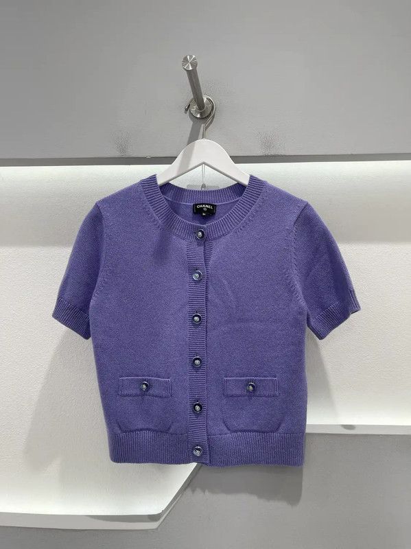 Chanel Chanel Purple Short Sleeve Summer Top 0089 Size ONE SIZE - 1 Thumbnail