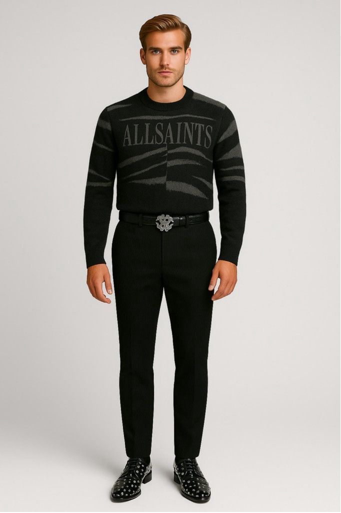 Allsaints AllSaints Oversized Mohair Sweater in Gray + Black Abstract Size US L / EU 52-54 / 3 - 3 Thumbnail