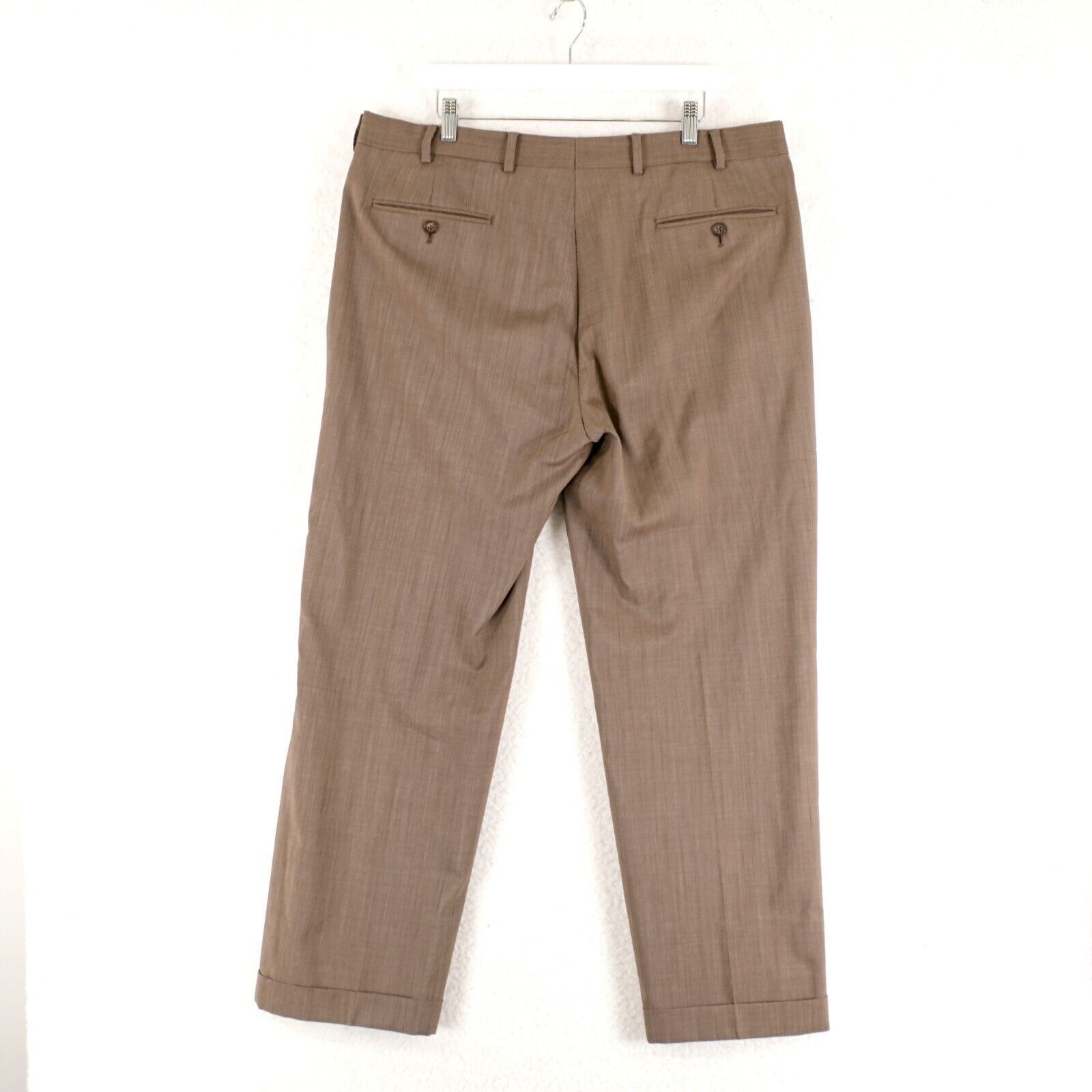 Brooks Brothers Brooks Brothers 1818 Madison Wool Beige Birdseye Pleated Cuf Size 38R - 5 Thumbnail