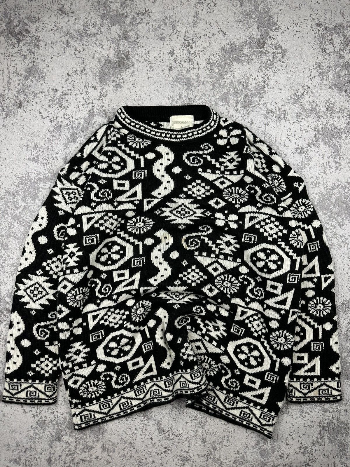 Vintage Stealaway Collection Geometric Sweater Size US L / EU 52-54 / 3 - 1 Thumbnail