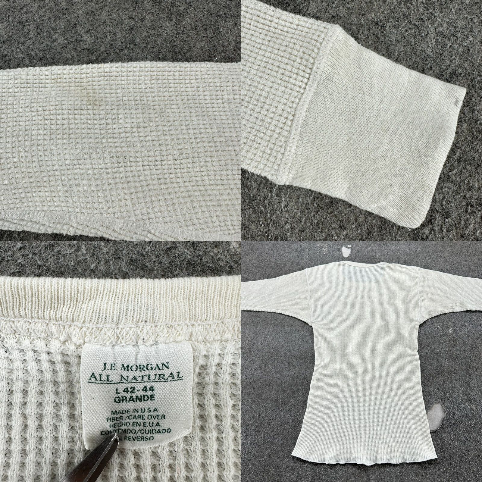 Vintage VINTAGE JE Morgan Shirt Mens L White Long Sleeve Thermal Waffle Knit USA 90s Size US L / EU 52-54 / 3 - 8 Thumbnail