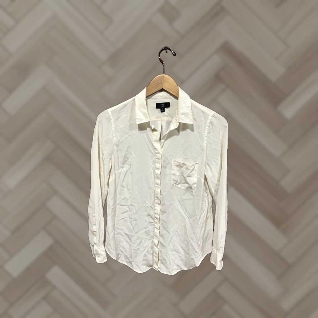 J.Crew J.Crew Button-Up White Long Sleeve Shirt Womens 6 Dress Shirt 365 Size M / US 6-8 / IT 42-44 - 1 Thumbnail