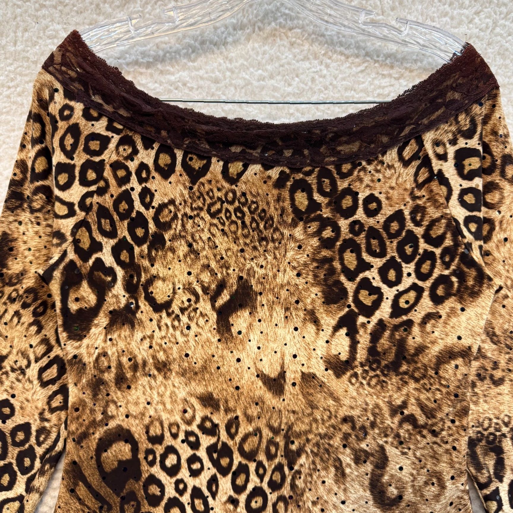 Vintage VINTAGE 90s Y2K Off Shoulder Shirt Cheetah Leopard Animal Print Large XL Tan Brown Women L/XL Men? Size L / US 10 / IT 46 - 3 Thumbnail