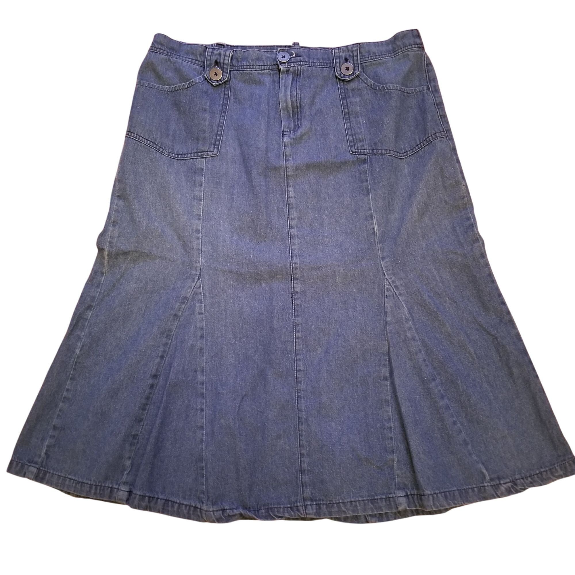 Other Southern Lady 14 Blue Jean Denim Skirt Stretch Waist Pockets Size 36" / US 14 / IT 50 - 1 Thumbnail