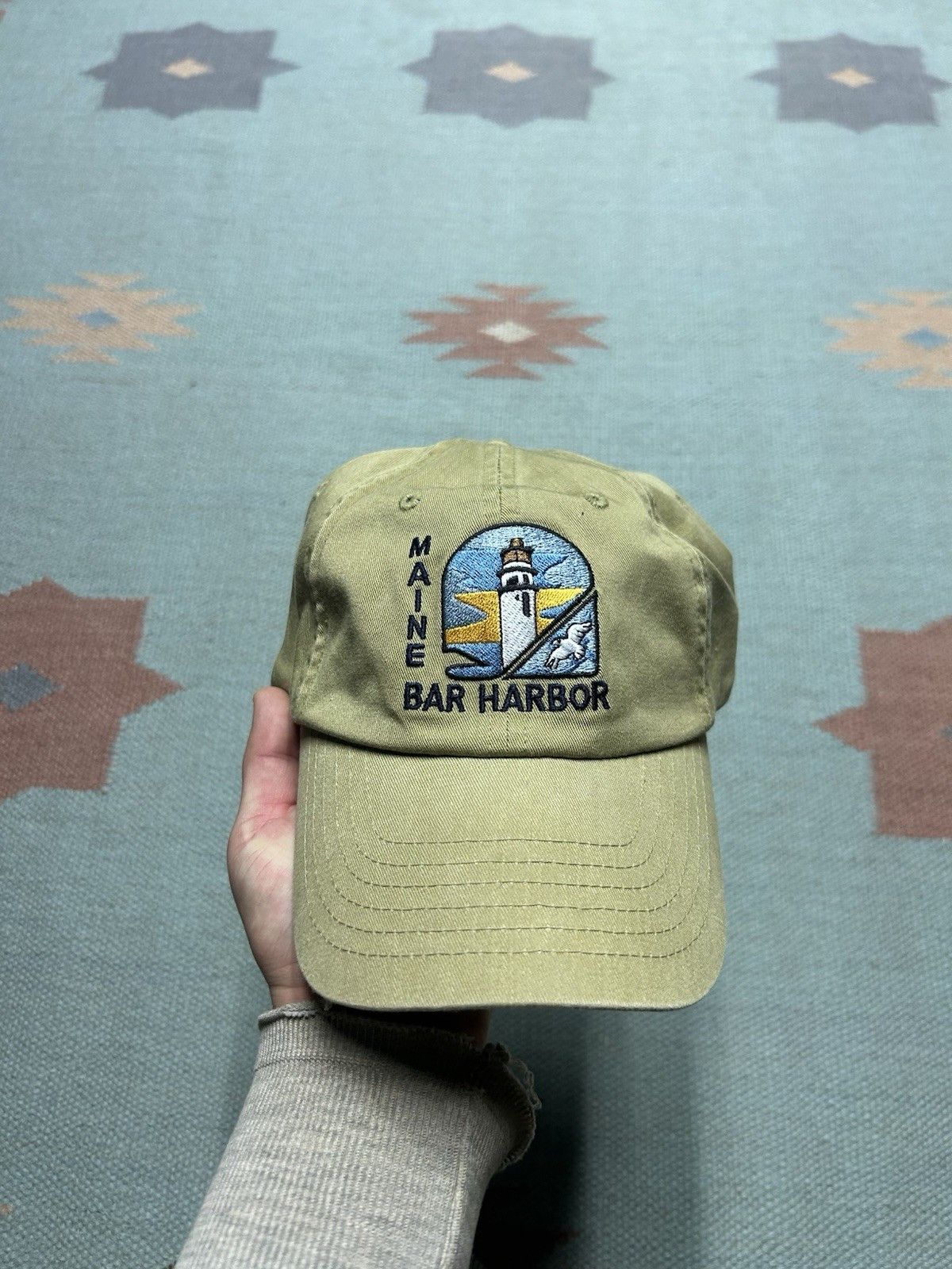 Vintage Vtg strapback hat bar harbor Maine lighthouse embroidered Size ONE SIZE - 2 Thumbnail