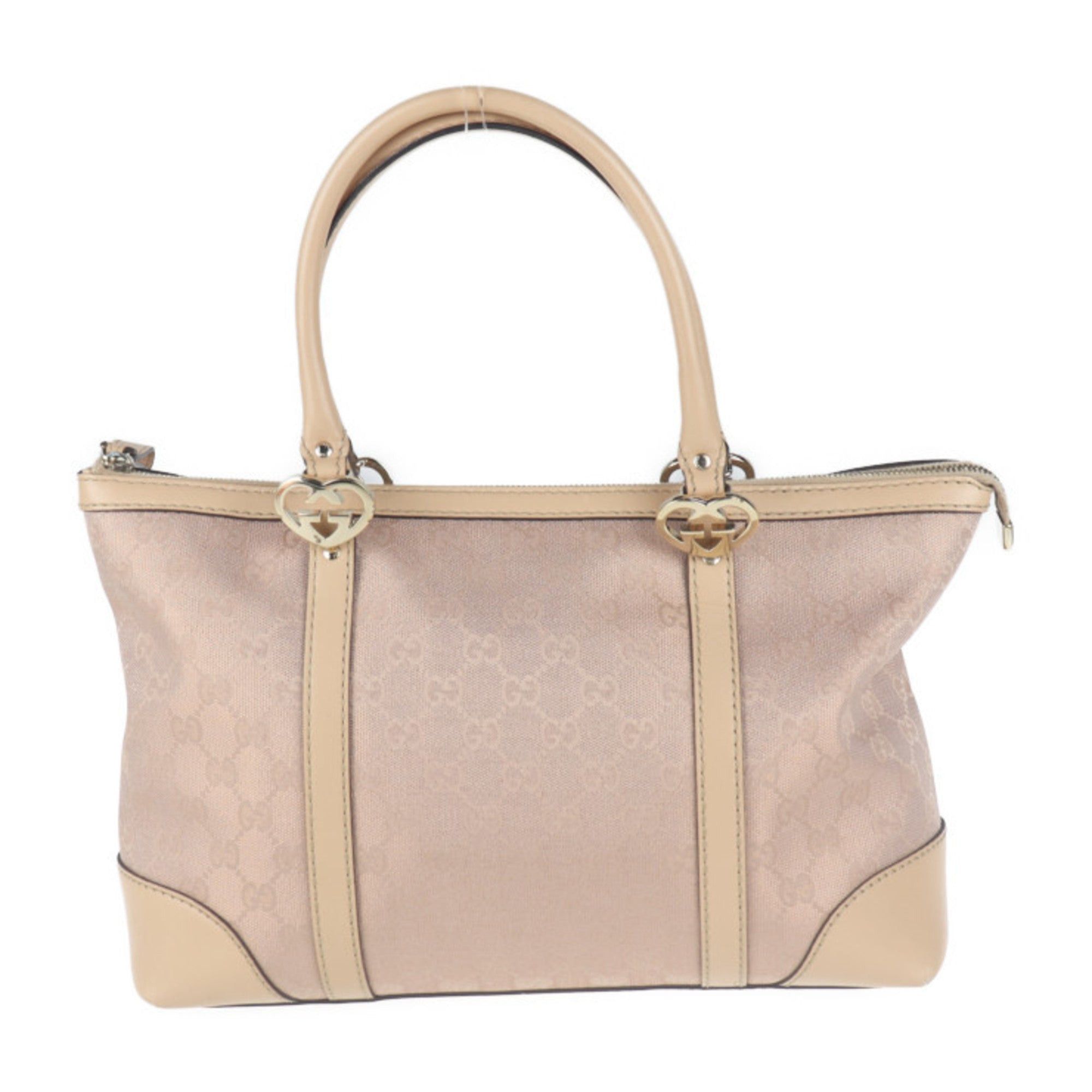 image of Gucci Metallic Lonely Tote Bag 257069 GG Canvas Leather Pink in Black, Women's
