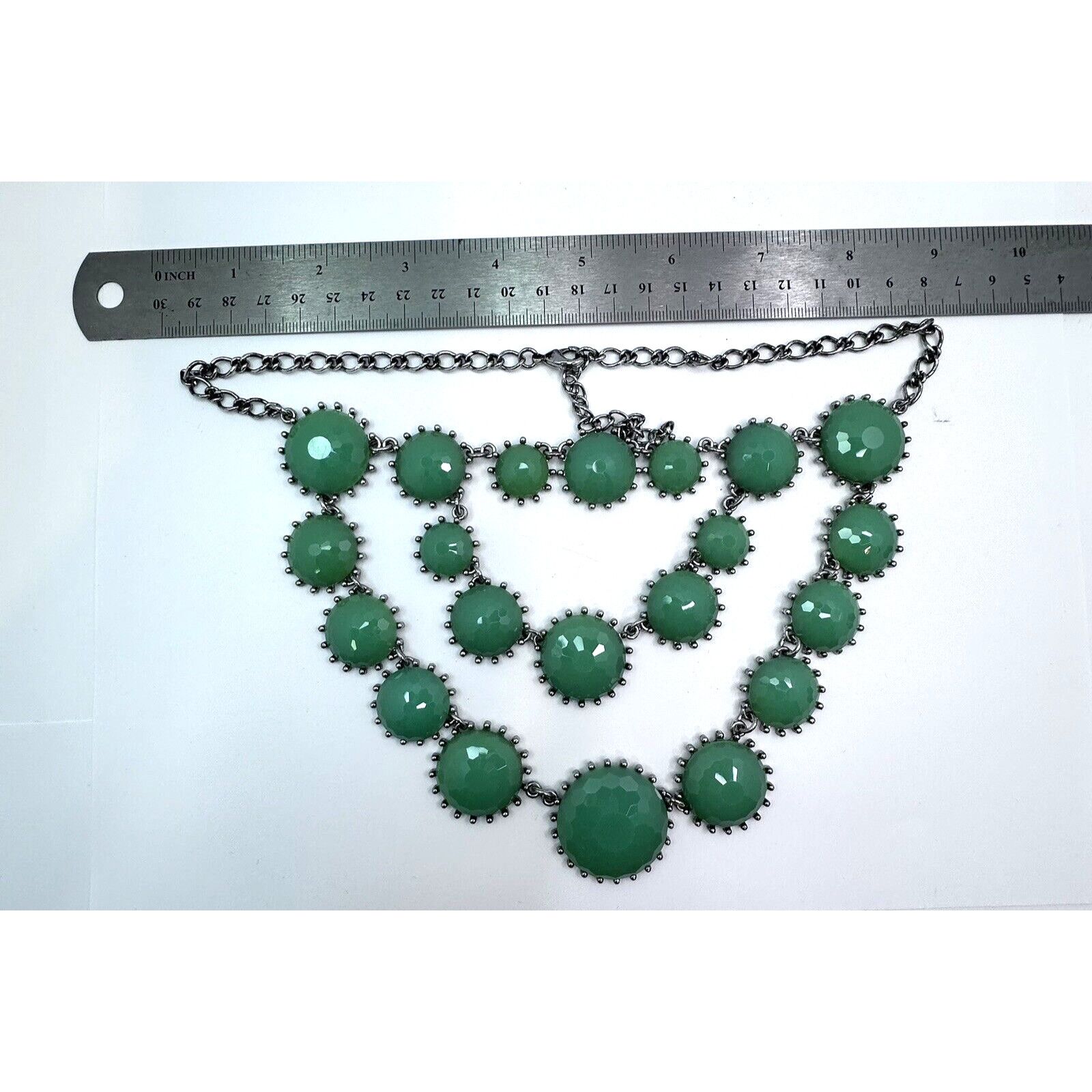 Unknown London Chunky Statement Mint Green Silver Tone Chain Necklace mcm Size ONE SIZE - 4 Thumbnail