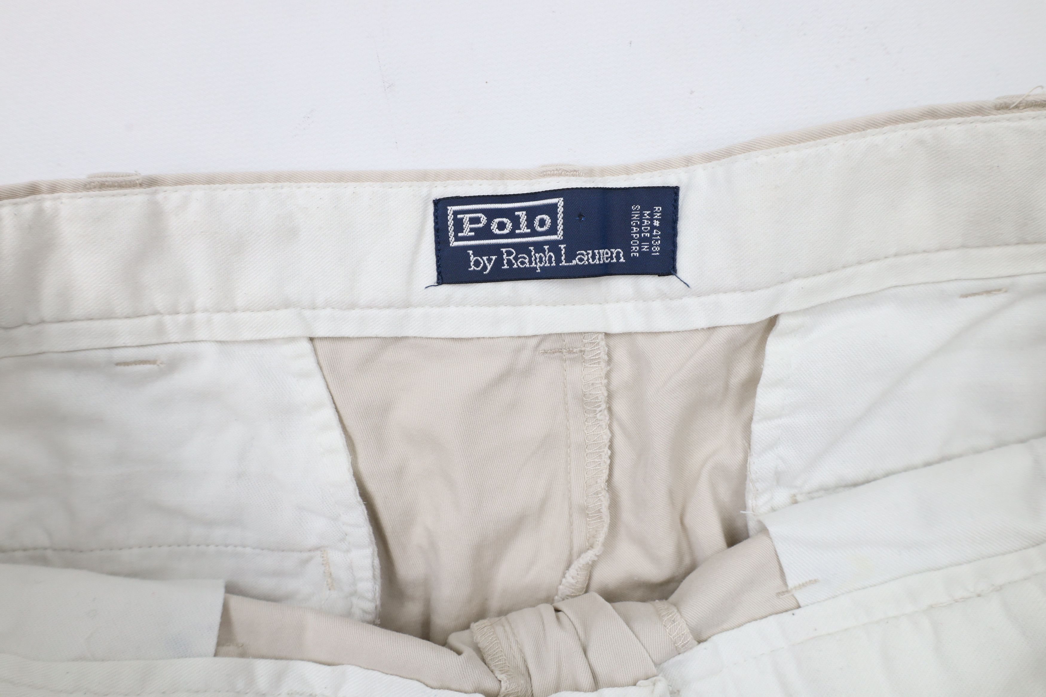 Ralph Lauren × Vintage Vintage 90s Ralph Lauren Front Wide Leg Chino Pants Beige Size US 34 / EU 50 - 6 Thumbnail