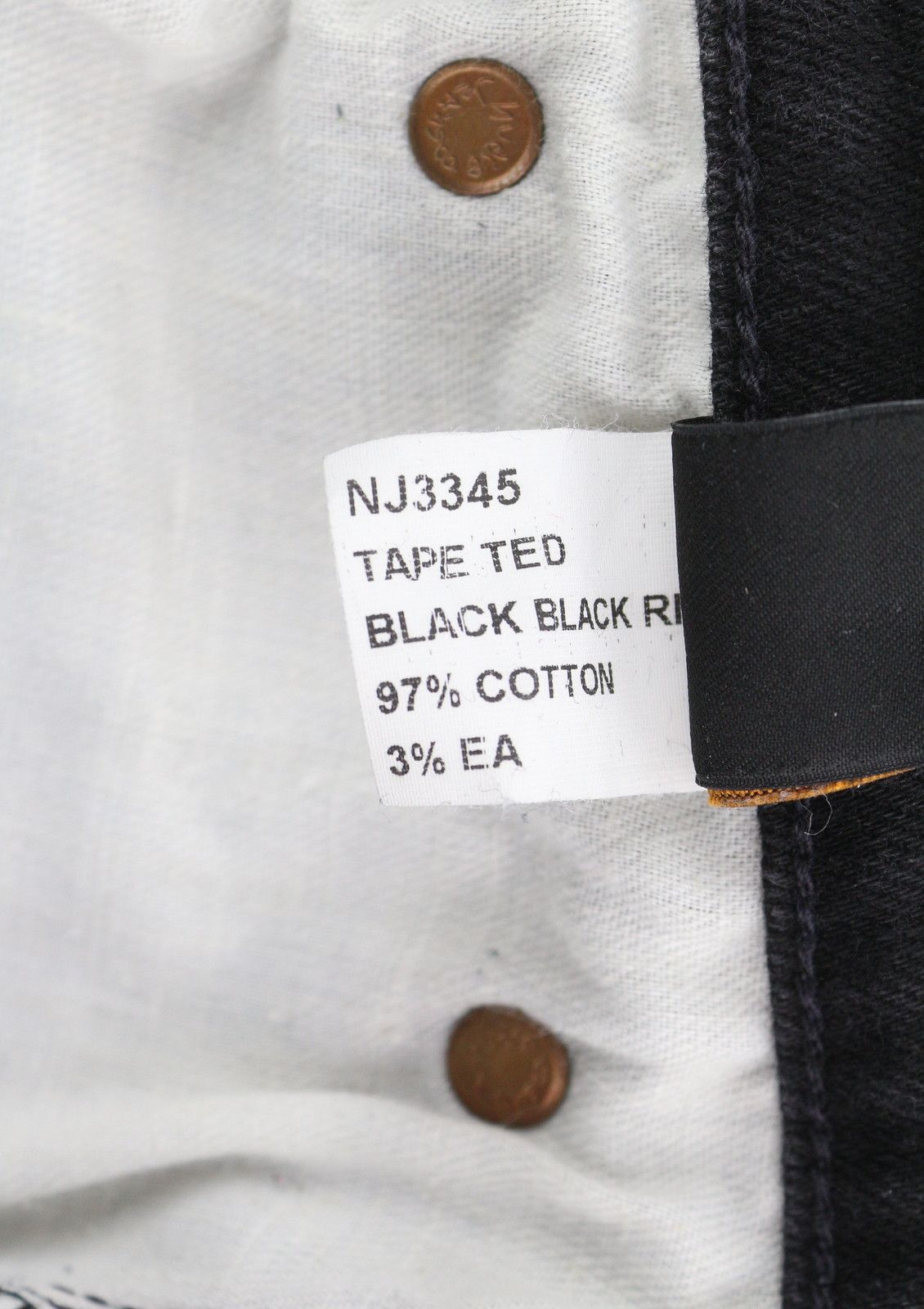 Nudie Jeans TAPE TED BLACK BLACK RING W31/L32 Denim Jeans 86422 Size US 31 - 6 Thumbnail