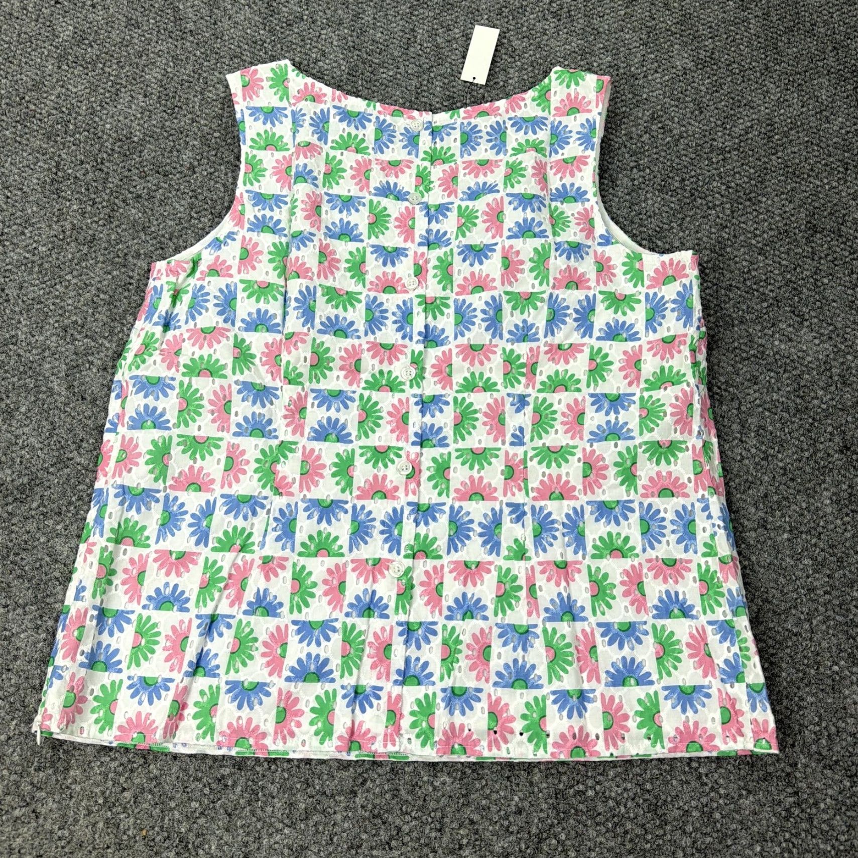 Talbots Talbots Blouse Womens Large Daisy Floral Eyelet Sleeveless Button Cotton Size L / US 10 / IT 46 - 6 Thumbnail