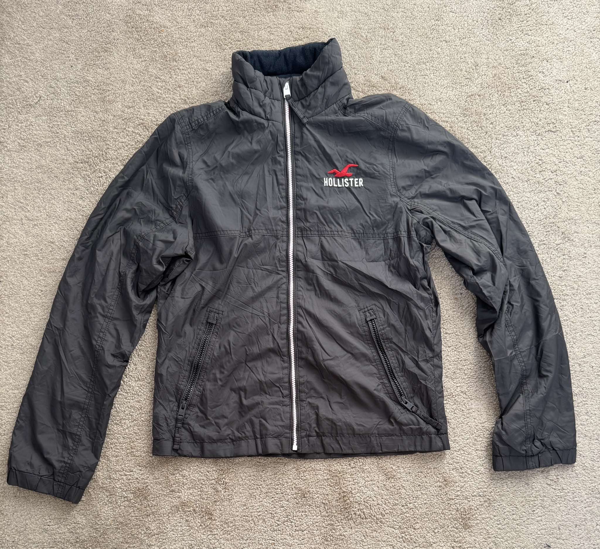 Hollister Women M Jacket Coat Windbreaker Waterproof Black Nylon Size M / US 6-8 / IT 42-44 - 1 Thumbnail