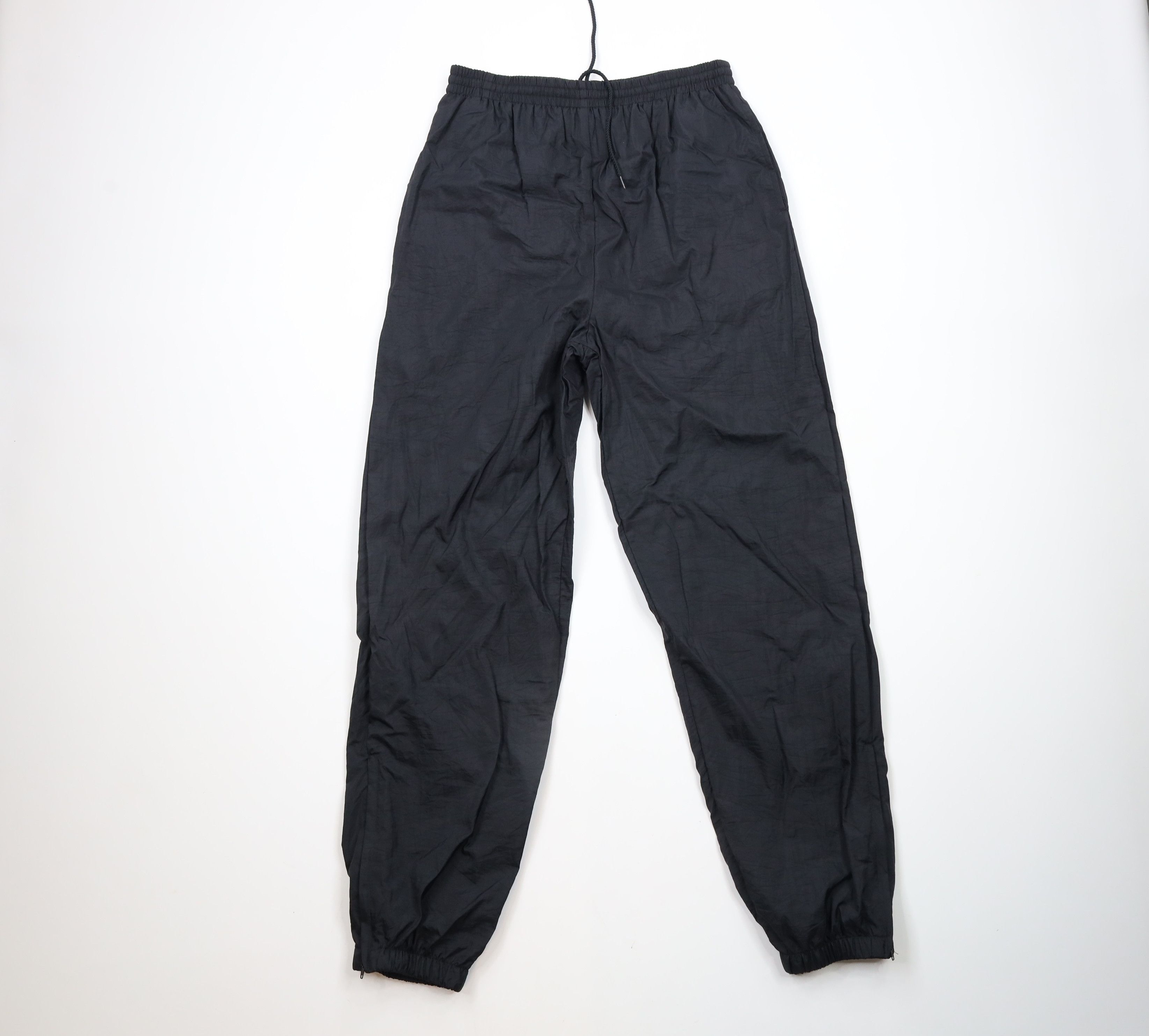 Vintage Vintage 90s Streetwear Blank Lined Nylon Joggers Pants Black Size US 34 / EU 50 - 1 Thumbnail