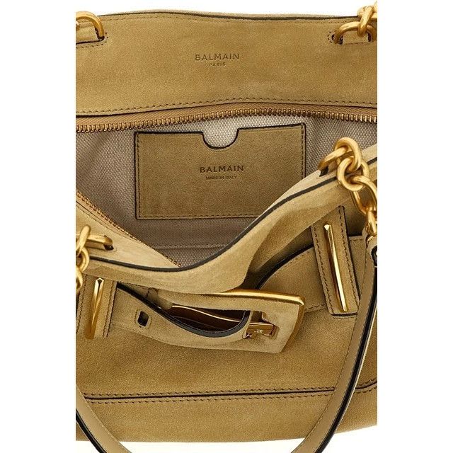 Balmain BALMAIN Anthem Beige Suede Shoulder Bag New Size ONE SIZE - 4 Thumbnail