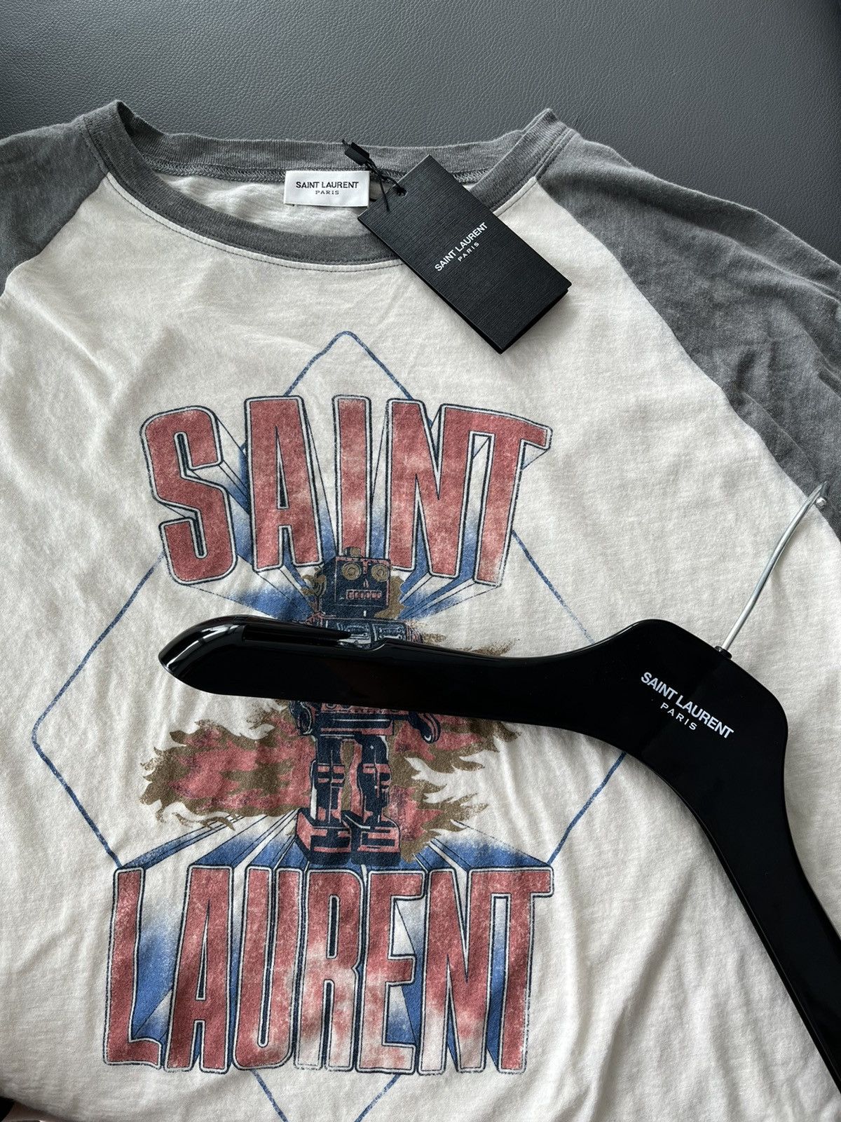 Saint Laurent Paris Brand New Super Runway Saint Laurent Logo 🤖 Robot Tee Shirt Size US L / EU 52-54 / 3 - 2 Thumbnail