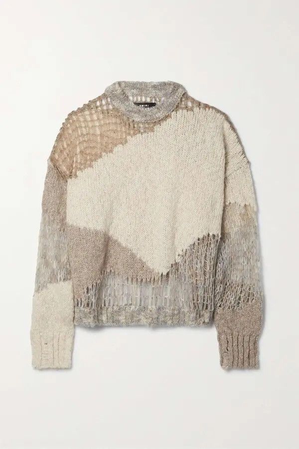 Amiri Amiri Distressed Paneled Knitted Sweater Size US M / EU 48-50 / 2 - 7 Thumbnail