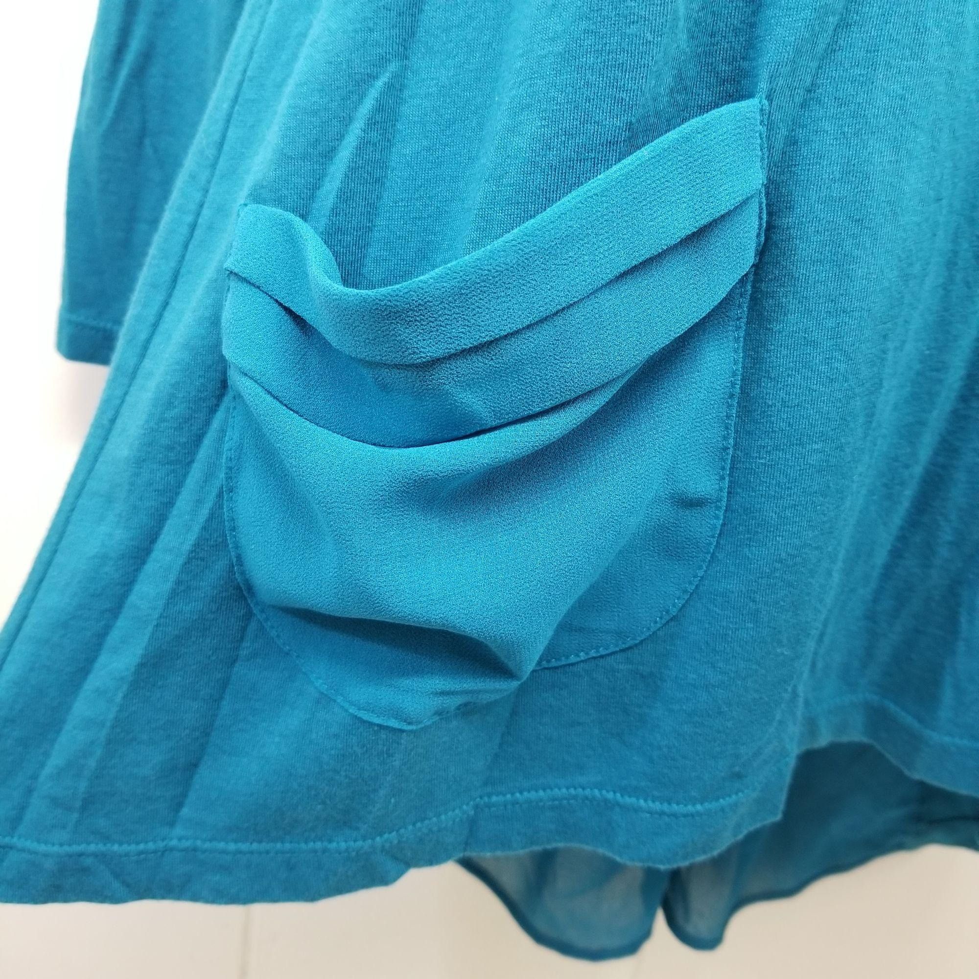 Other LOGO 14 Blue Shirt Top Tunic Long Sleeve Hi Low Pockets Stre Size XL / US 12-14 / IT 48-50 - 2 Thumbnail