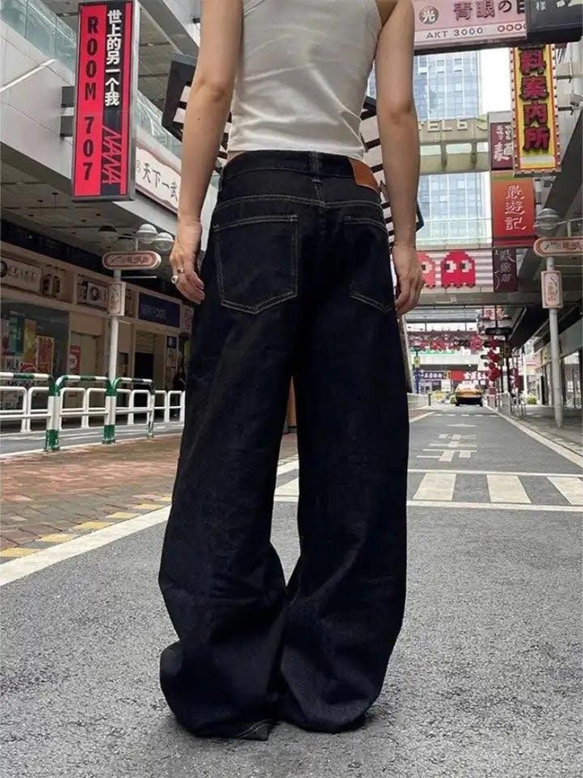 Jean Black Cargo Baggy Denim Jeans, y2k Size 27" / US 4 / IT 40 - 4 Thumbnail