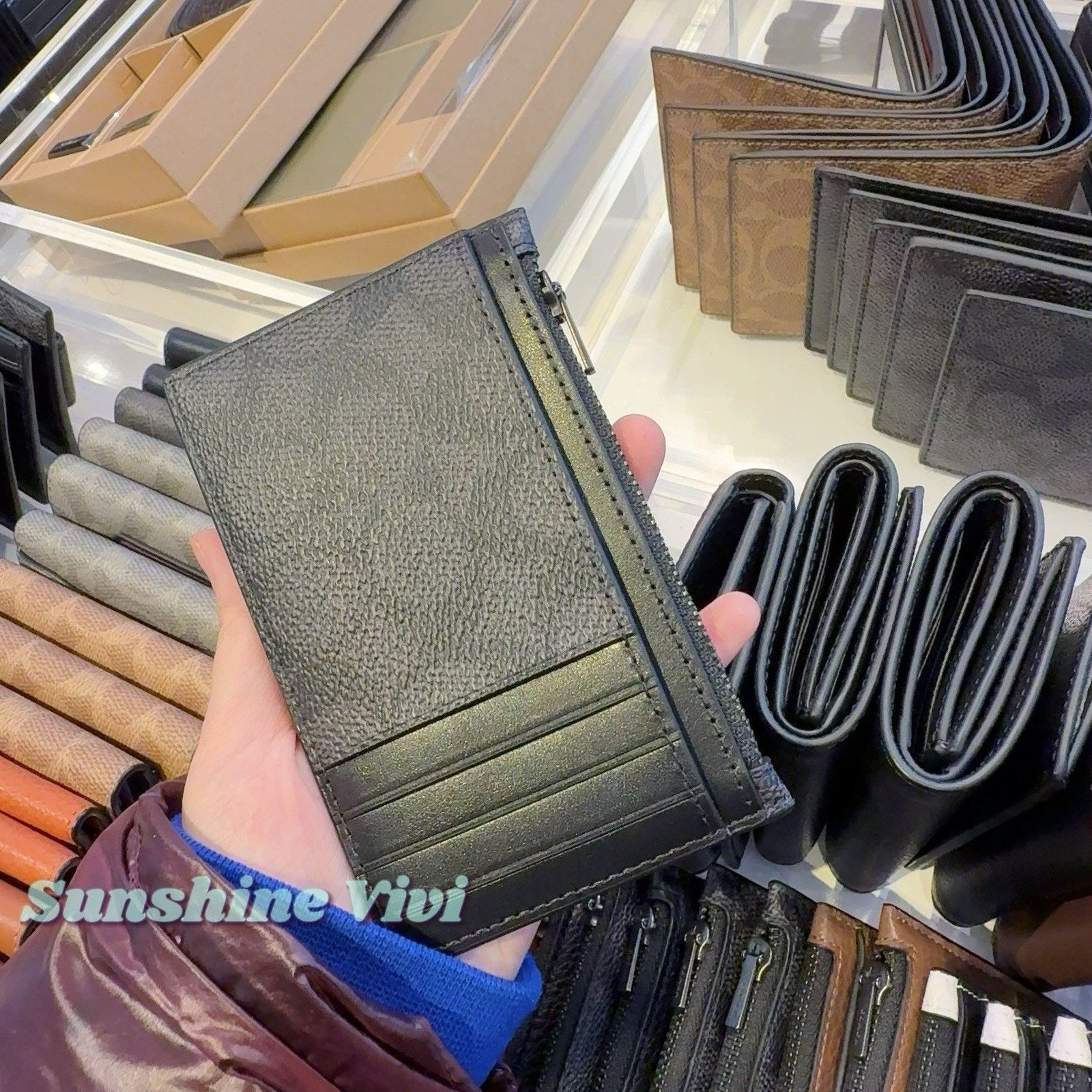 Coach NWT Coach MEN Zip Card Case CV764 Gunmetal/Charcoal/Black Size ONE SIZE - 4 Thumbnail