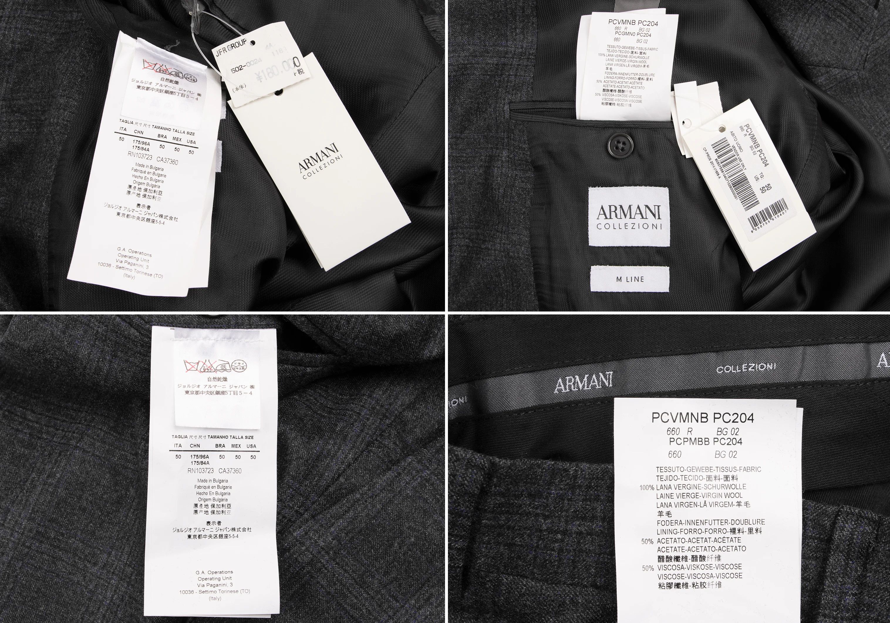 Armani Collezioni Wool Glen Check Suit Set in Charcoal Navy Size US XXS / EU 40 - 19 Thumbnail